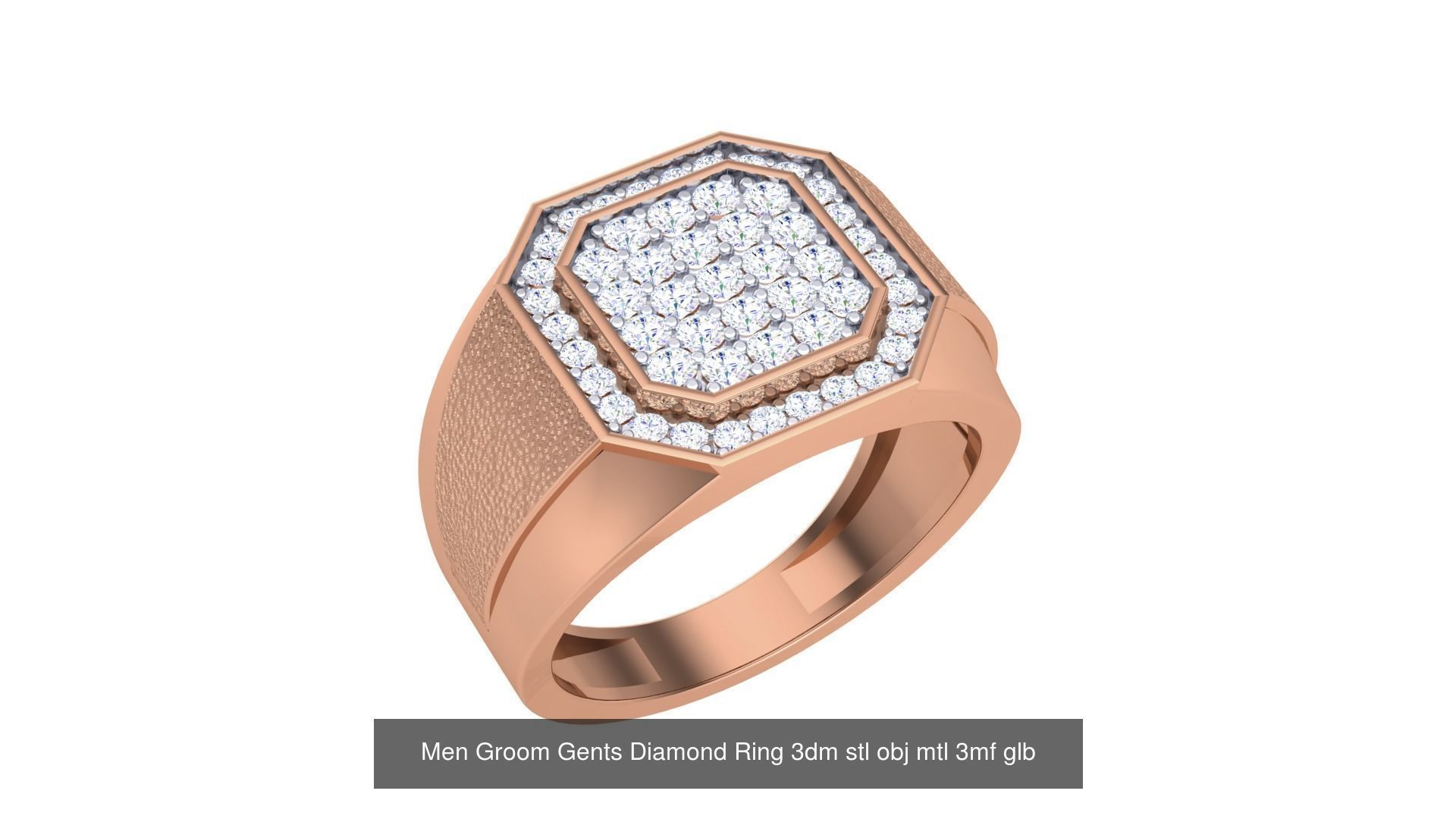 62 Men Groom Gents Diamond Ring 3dm stl obj mtl  3D Model Collection_8