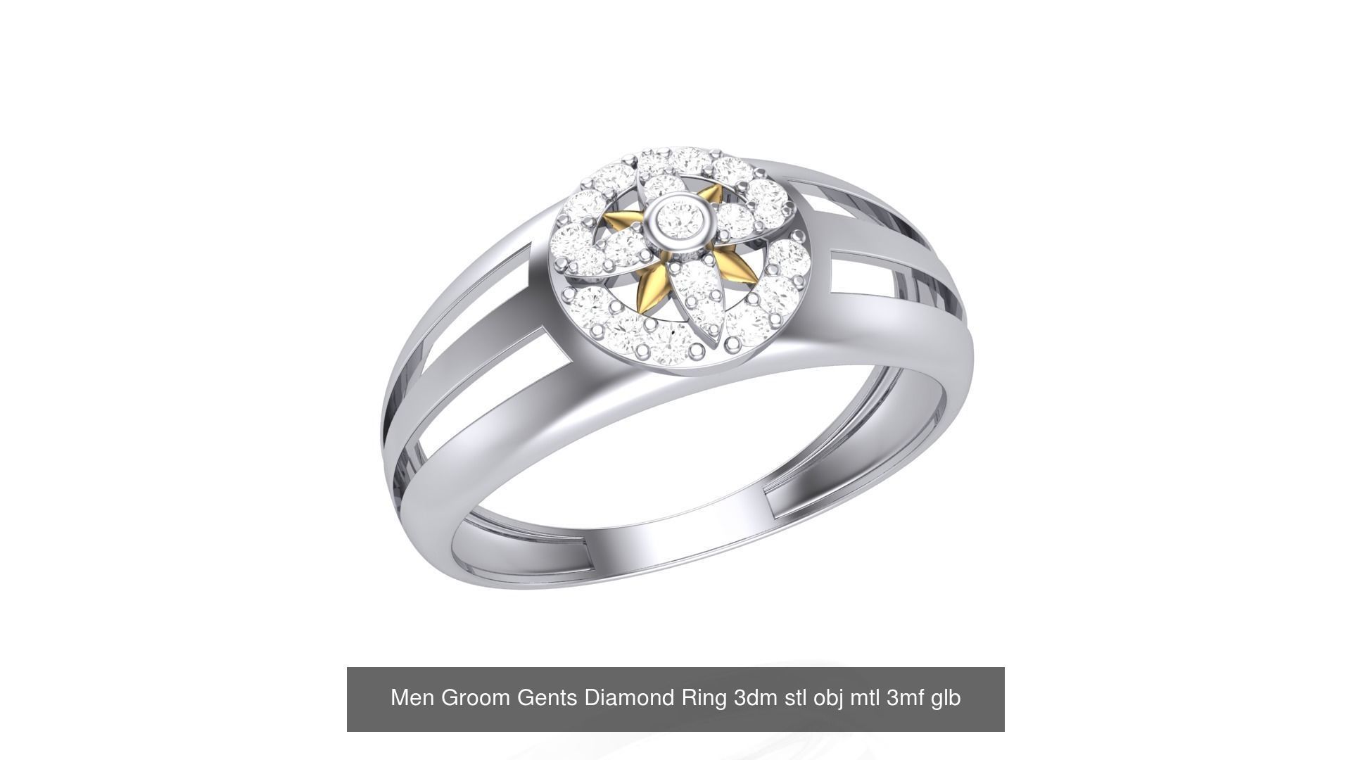 62 Men Groom Gents Diamond Ring 3dm stl obj mtl  3D Model Collection_48