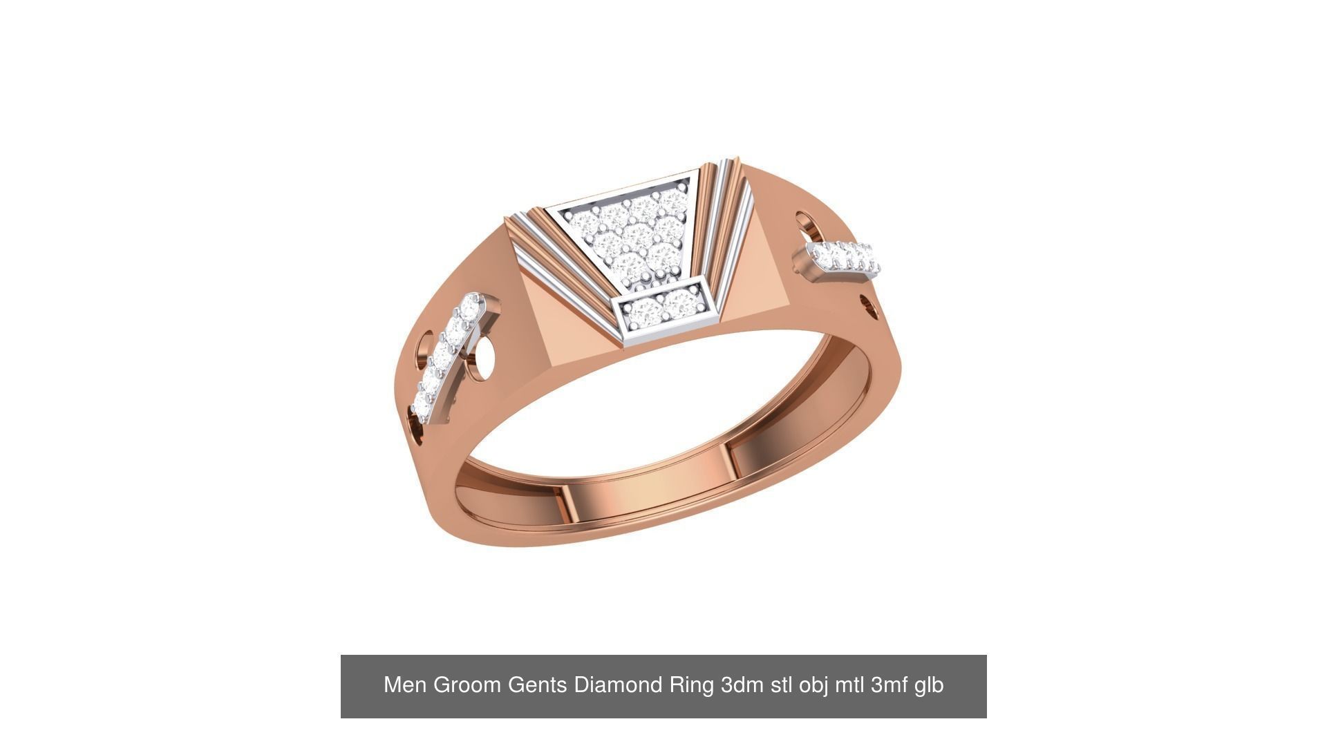 62 Men Groom Gents Diamond Ring 3dm stl obj mtl  3D Model Collection_20