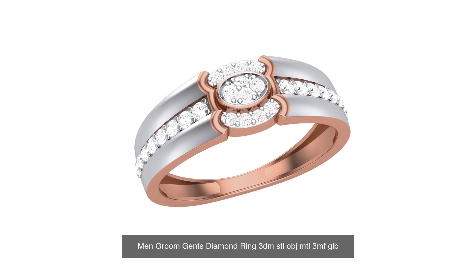 62 Men Groom Gents Diamond Ring 3dm stl obj mtl  3D Model Collection_44