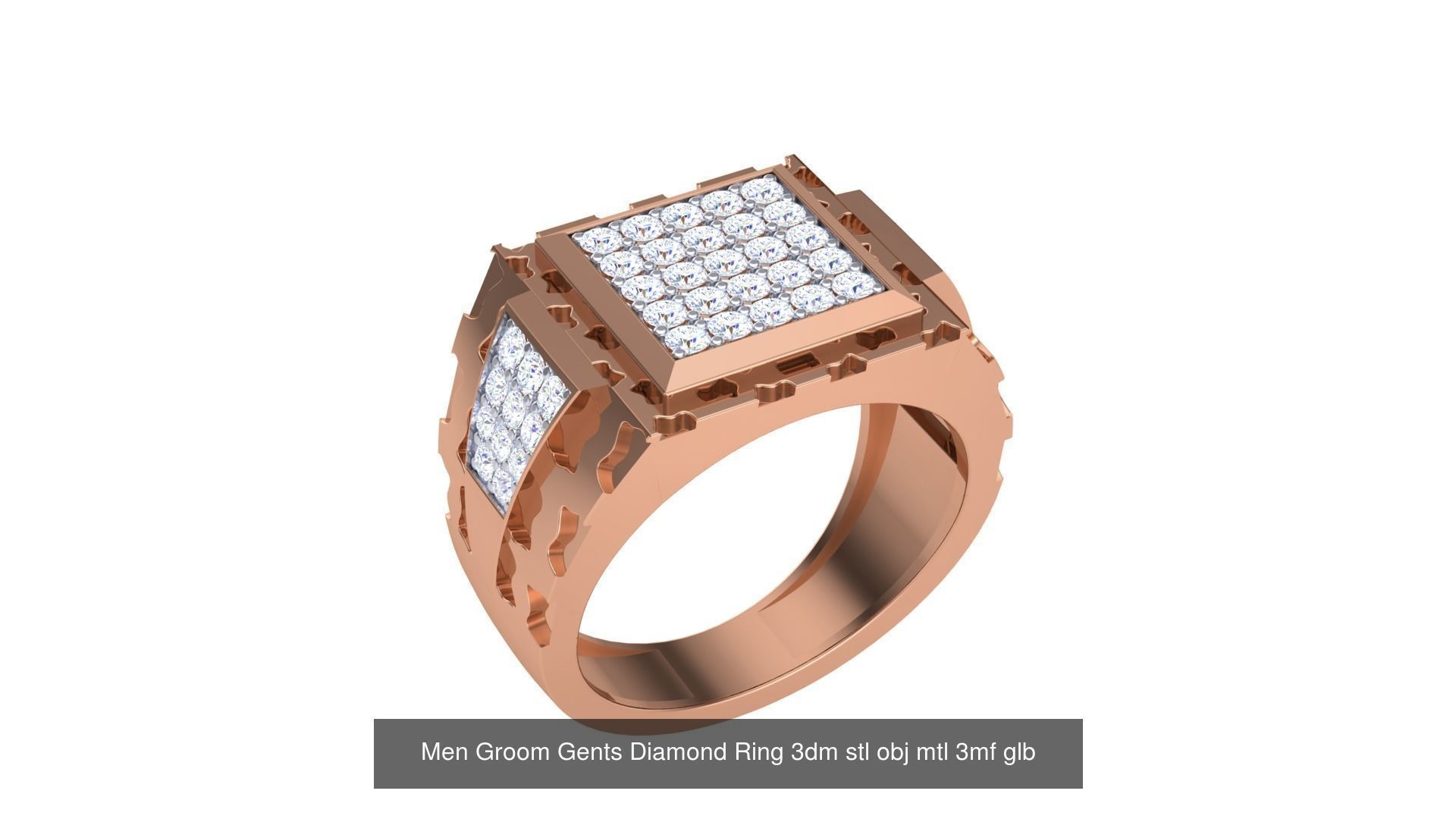 62 Men Groom Gents Diamond Ring 3dm stl obj mtl  3D Model Collection_13