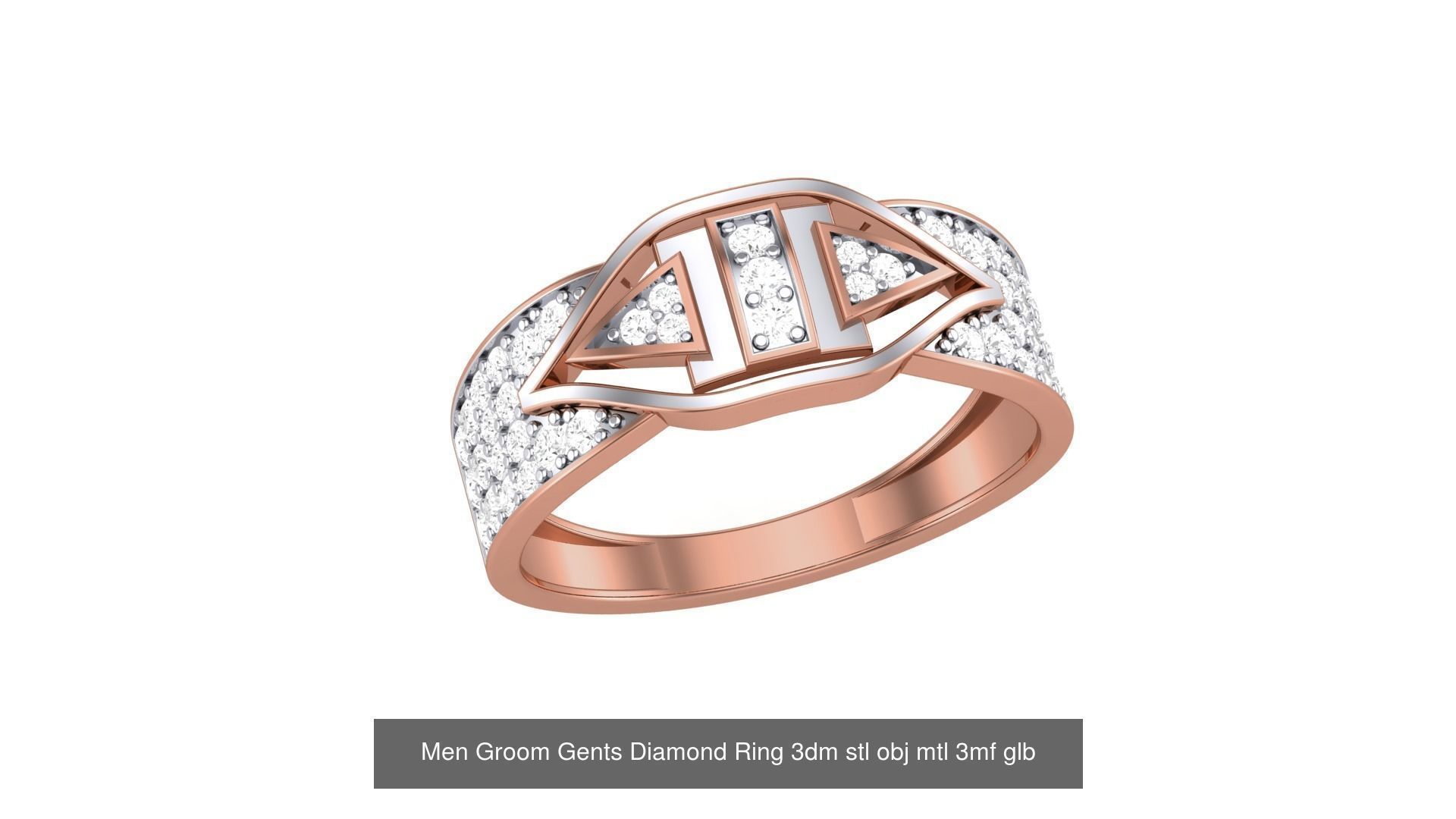 62 Men Groom Gents Diamond Ring 3dm stl obj mtl  3D Model Collection_58