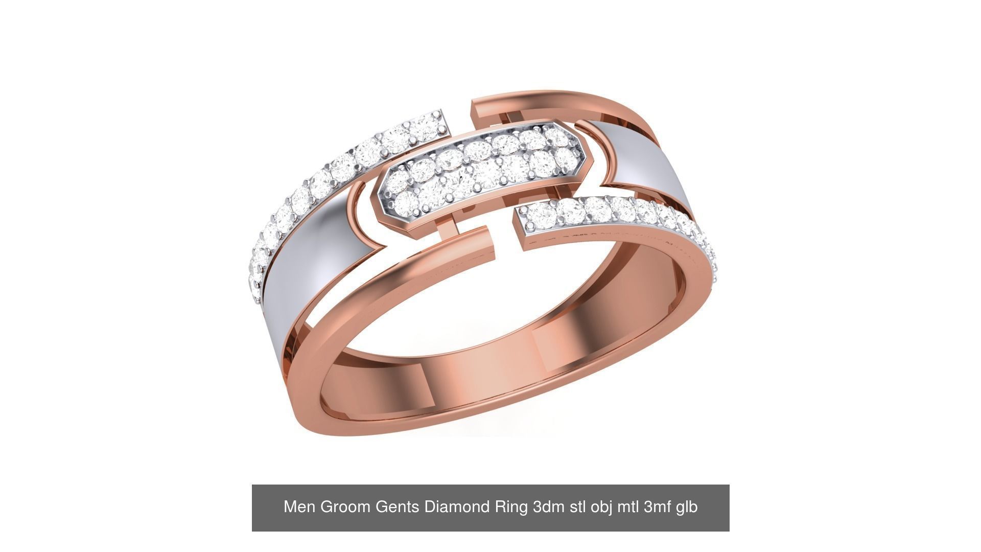 62 Men Groom Gents Diamond Ring 3dm stl obj mtl  3D Model Collection_43