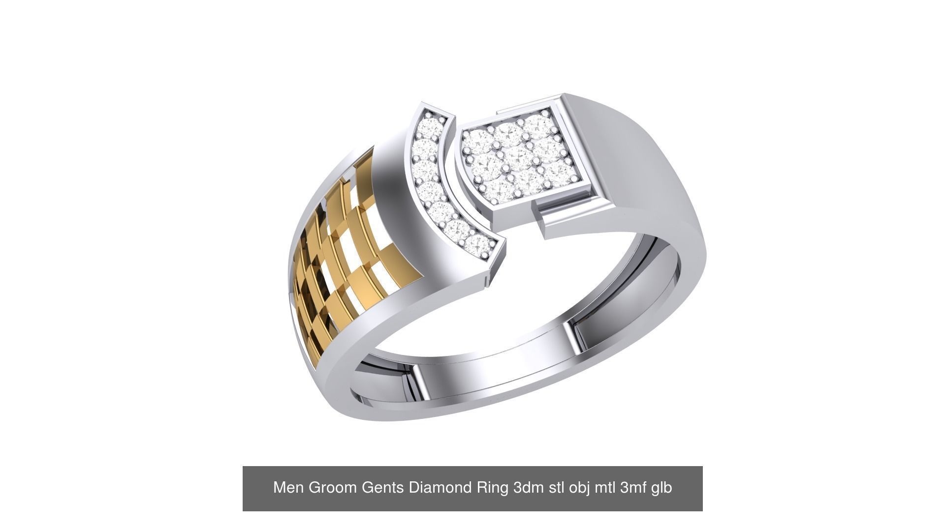 62 Men Groom Gents Diamond Ring 3dm stl obj mtl  3D Model Collection_60