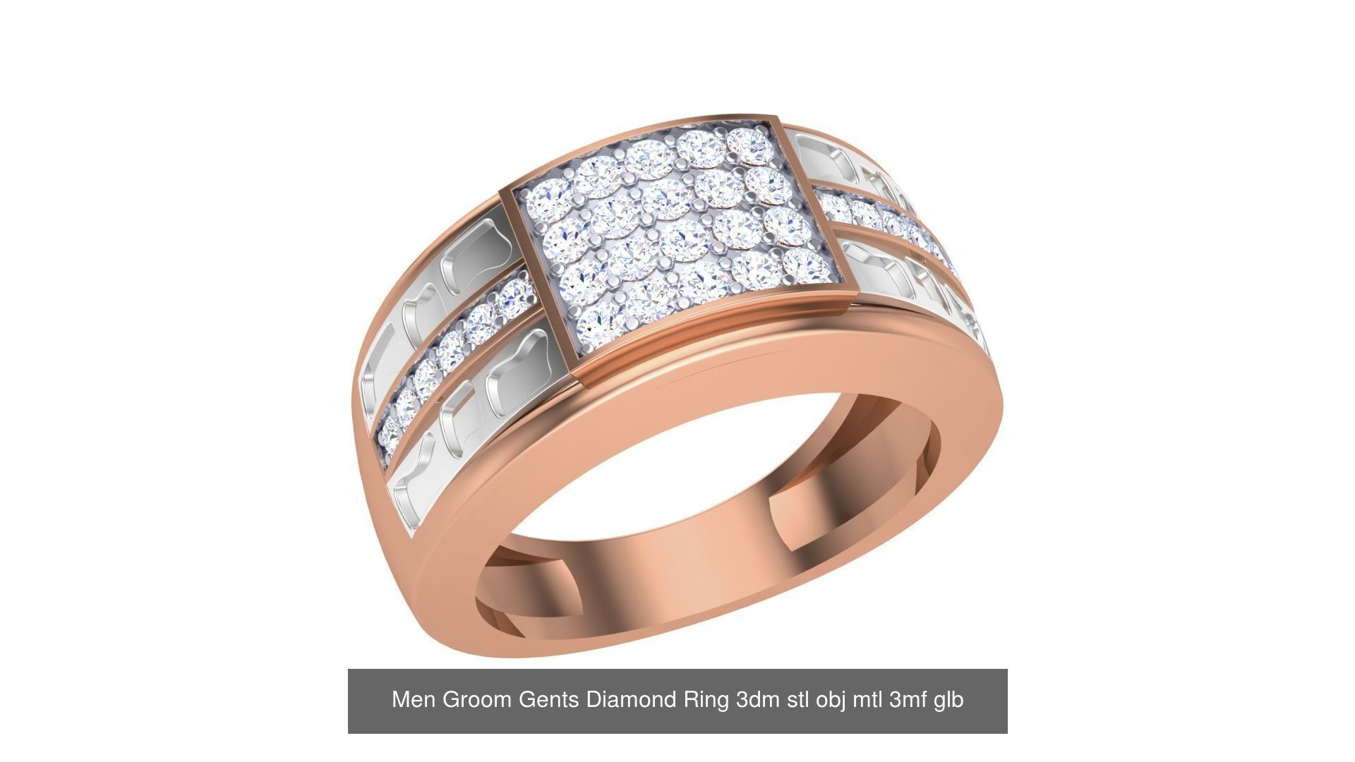 62 Men Groom Gents Diamond Ring 3dm stl obj mtl  3D Model Collection_15