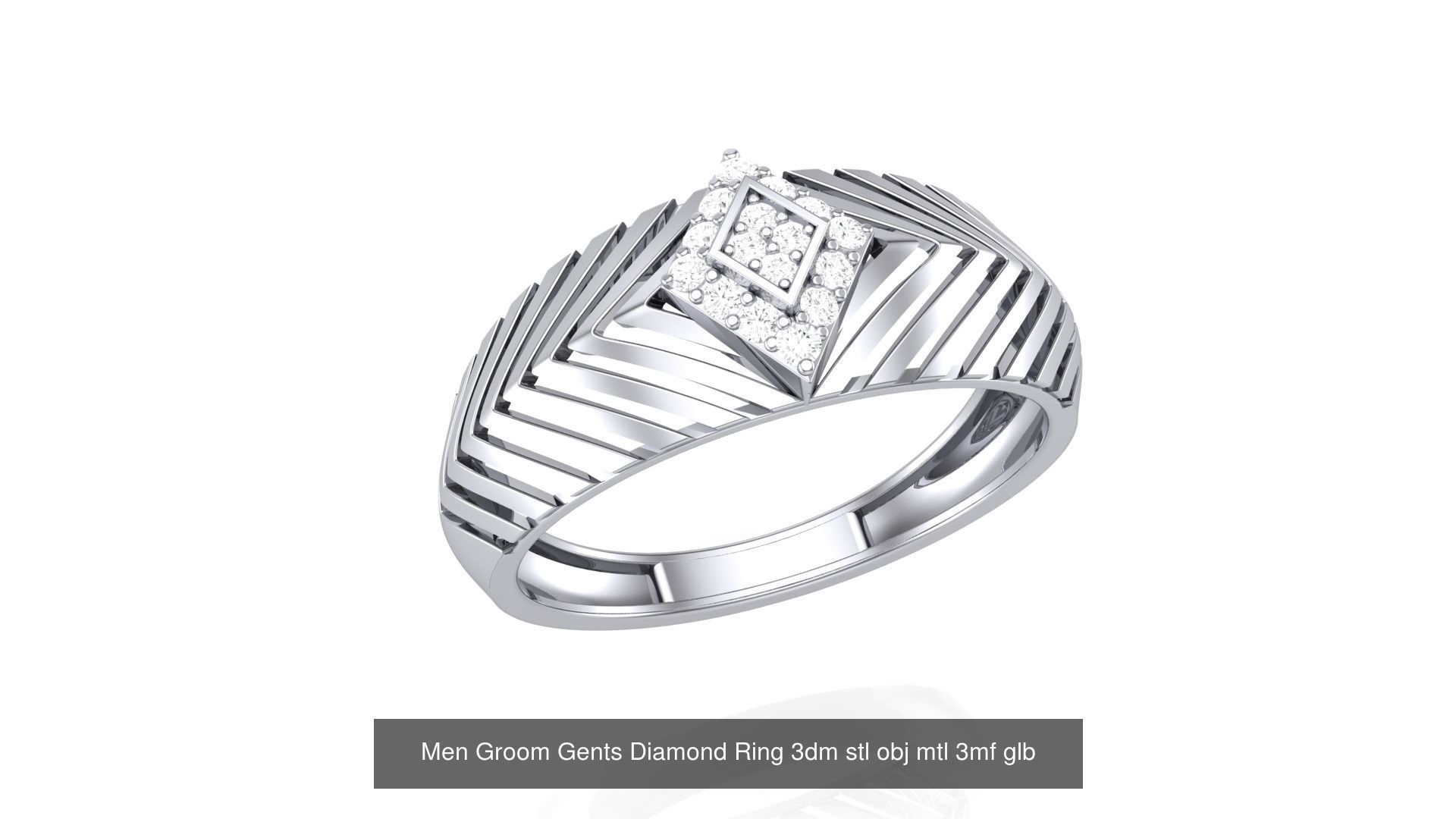 62 Men Groom Gents Diamond Ring 3dm stl obj mtl  3D Model Collection_23