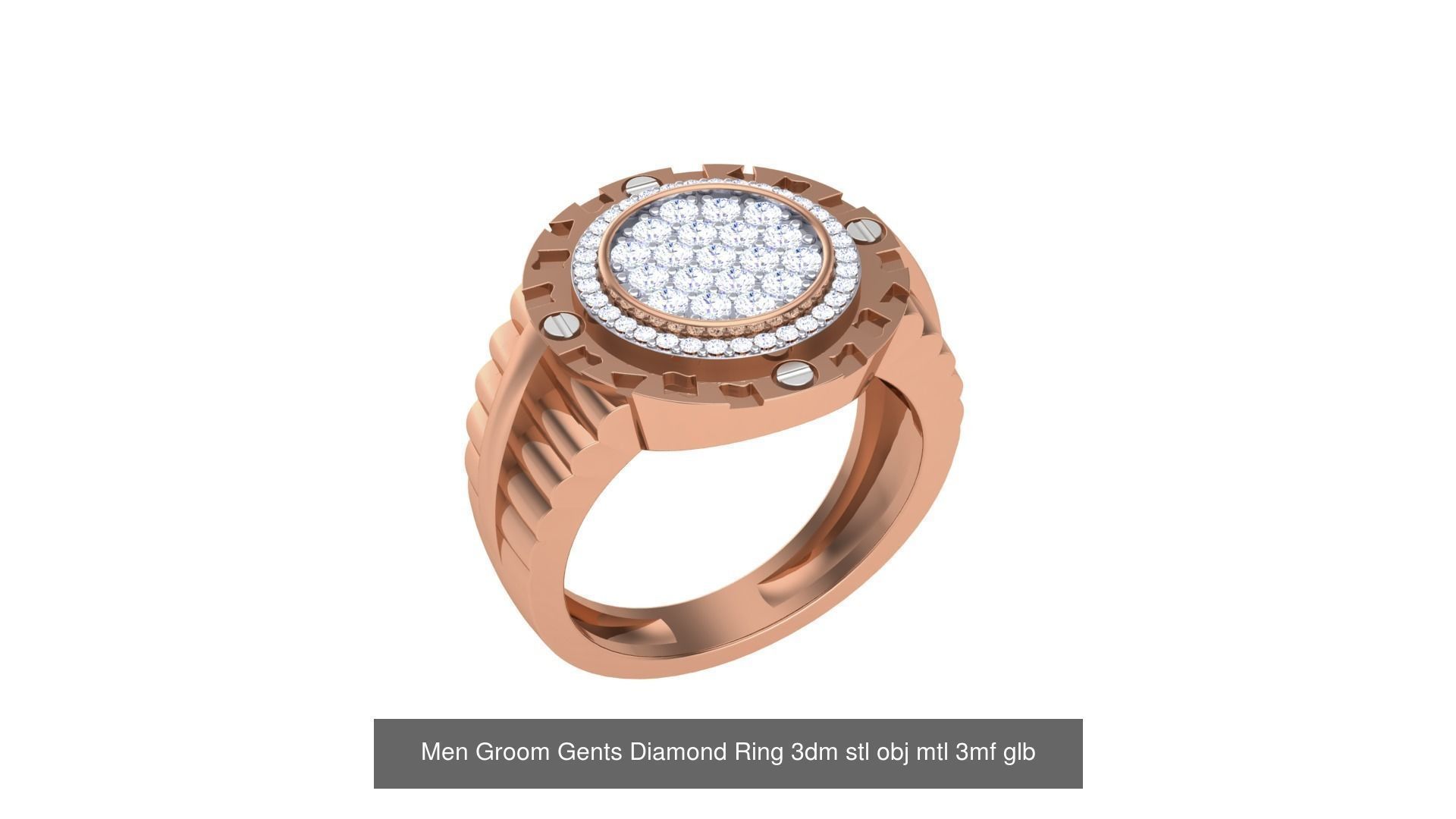 62 Men Groom Gents Diamond Ring 3dm stl obj mtl  3D Model Collection_14