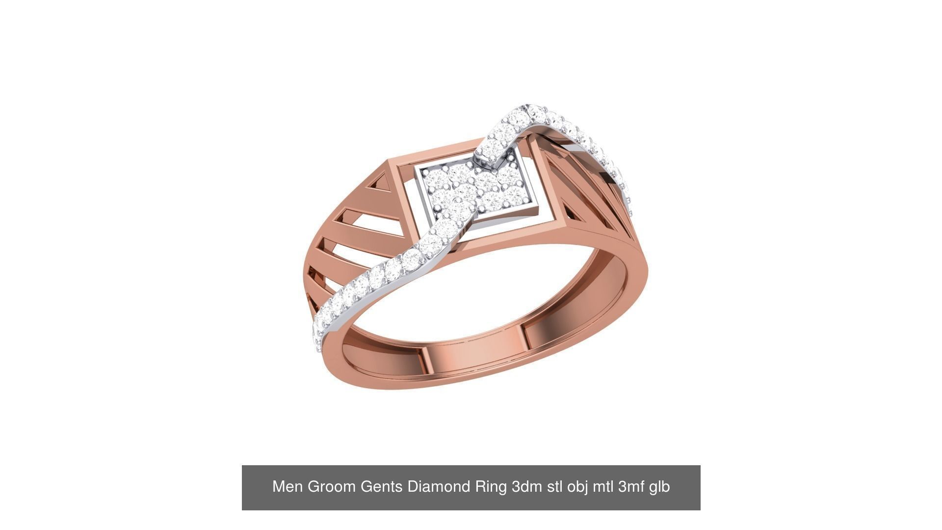 62 Men Groom Gents Diamond Ring 3dm stl obj mtl  3D Model Collection_57