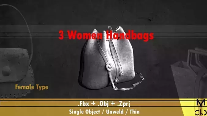 3 Handbags for women in Clo3d and Marvelous Designer 3D print model
