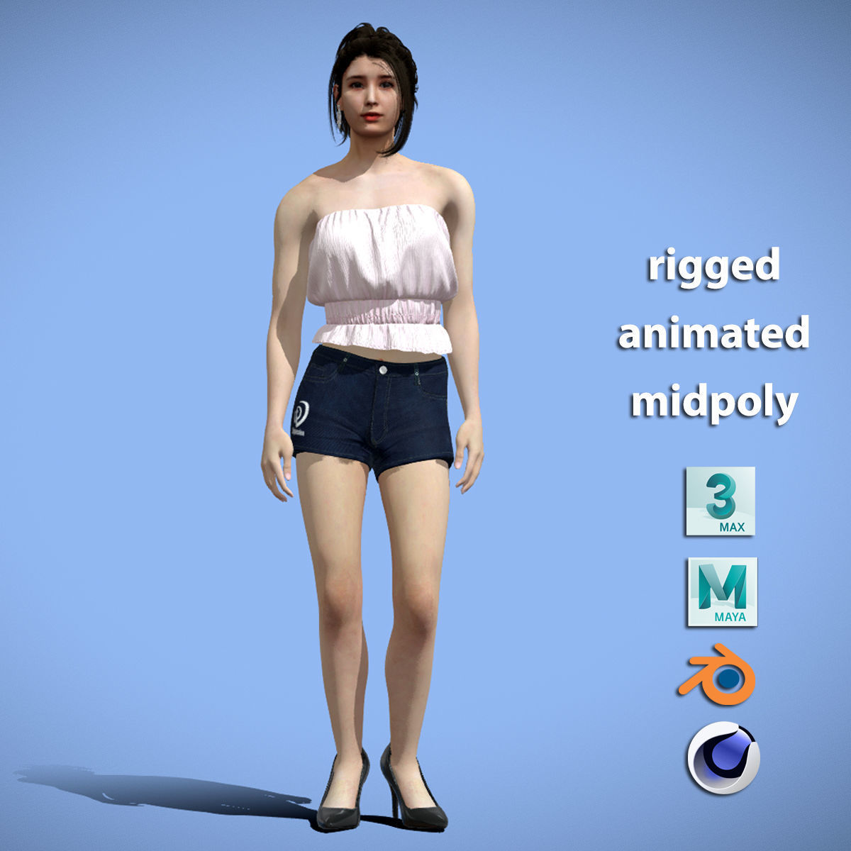 Casual Girl standing 3D model_3