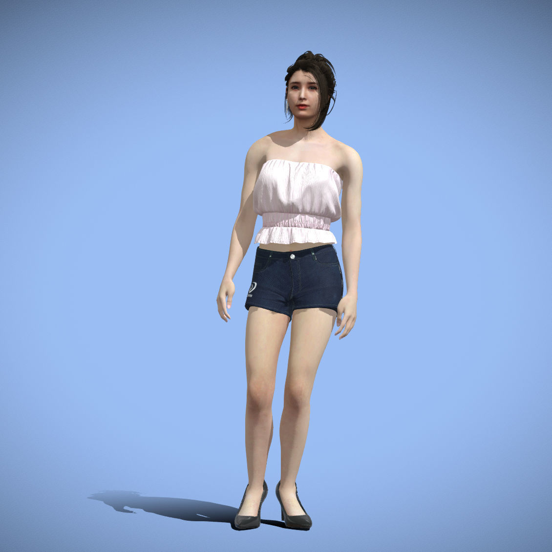 Casual Girl standing 3D model_4