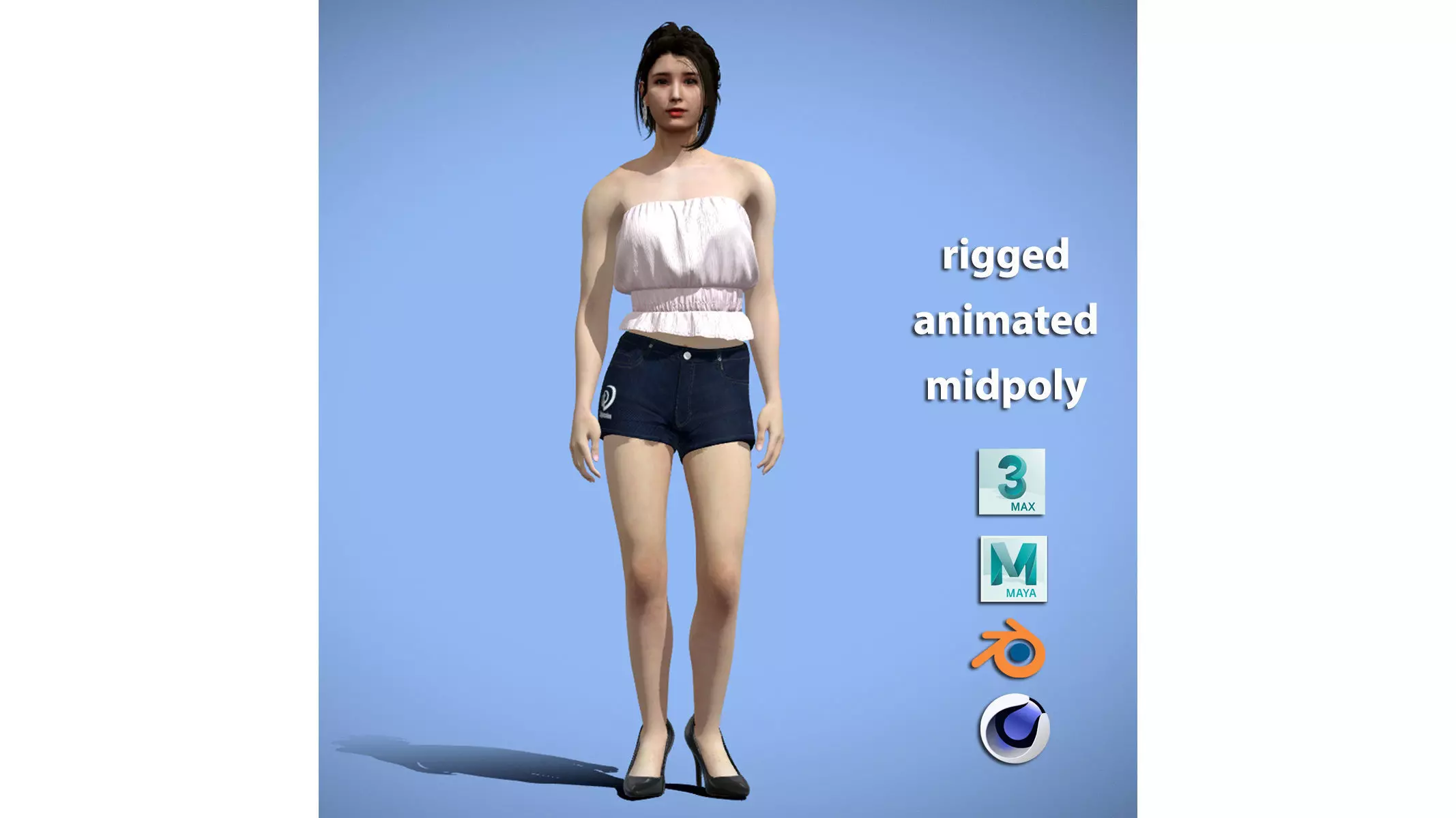 Casual Girl standing 3D model_0