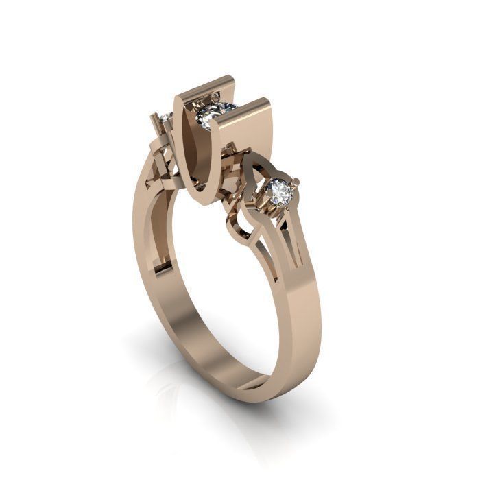 Solitaire ring 3D print model_2
