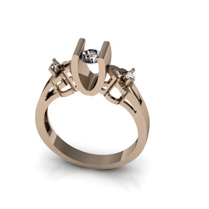 Solitaire ring 3D print model_5