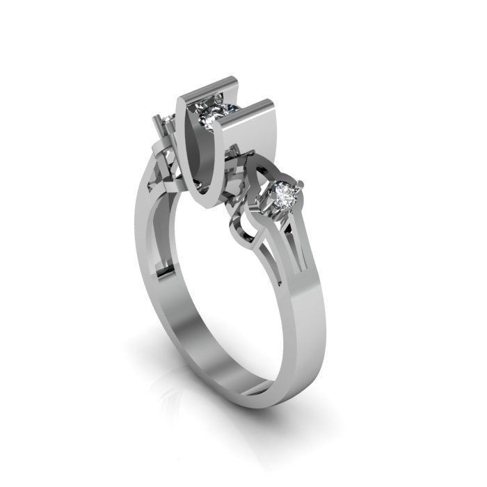 Solitaire ring 3D print model_1