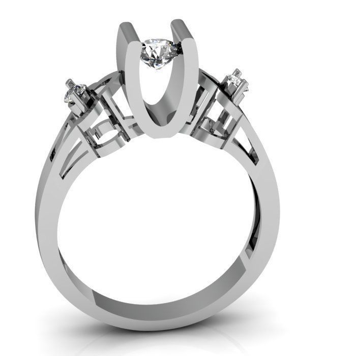 Solitaire ring 3D print model_7