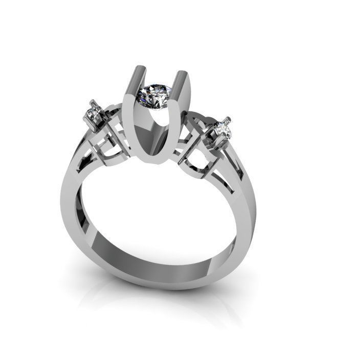 Solitaire ring 3D print model_4