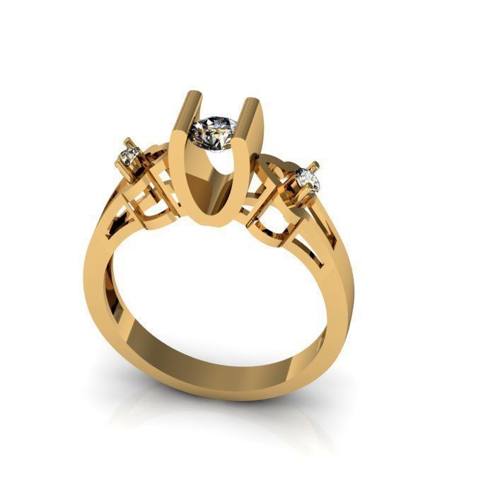 Solitaire ring 3D print model_3