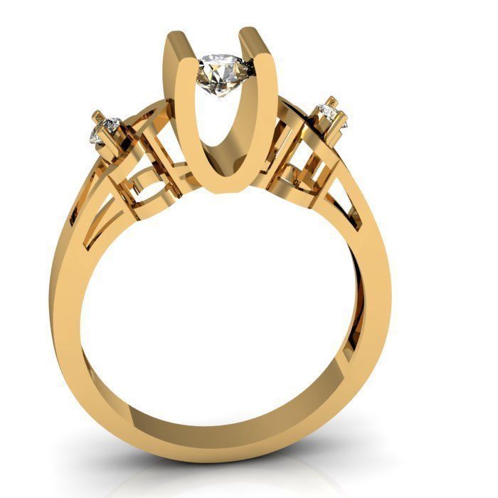 Solitaire ring 3D print model_6