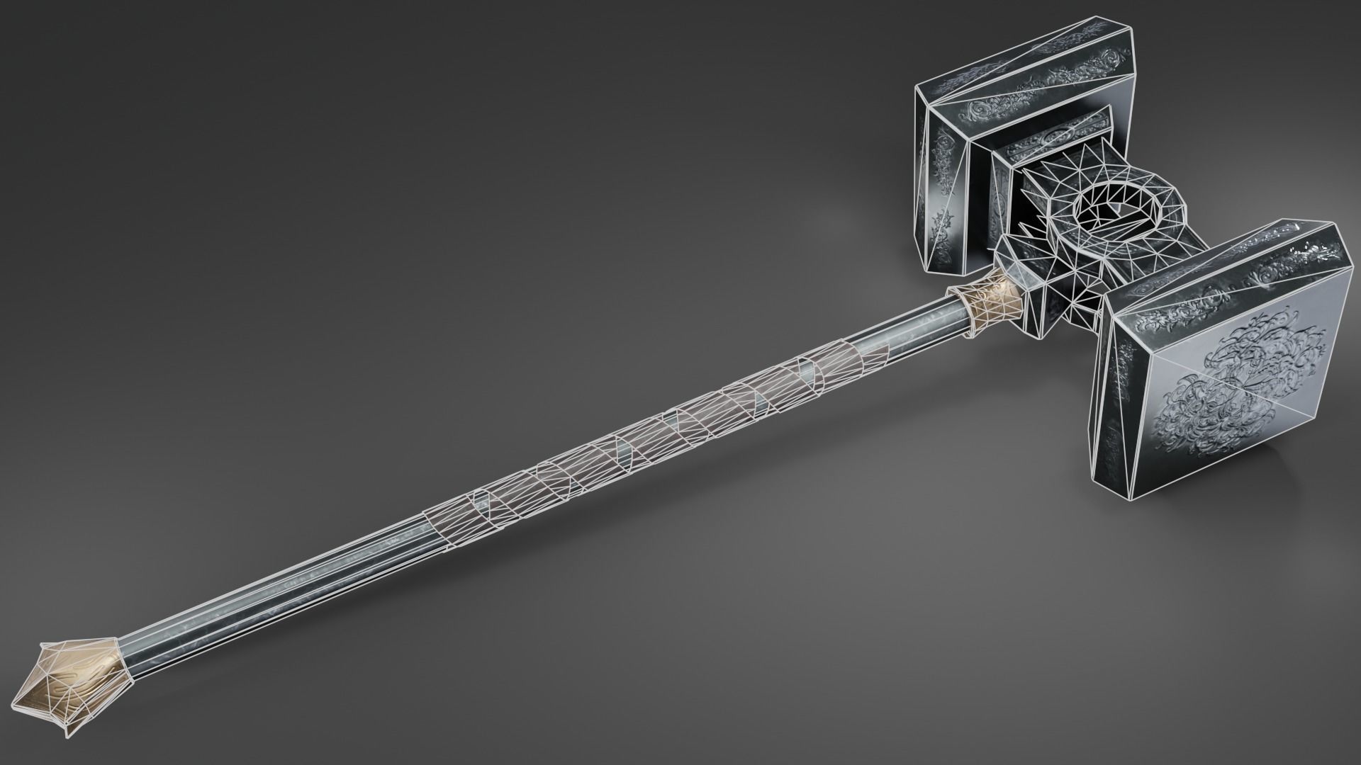 Hammer 08 Low-poly 3D model_8