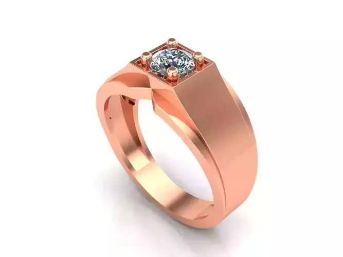 0139 - Simple Diamond Gents Ring 3D print model