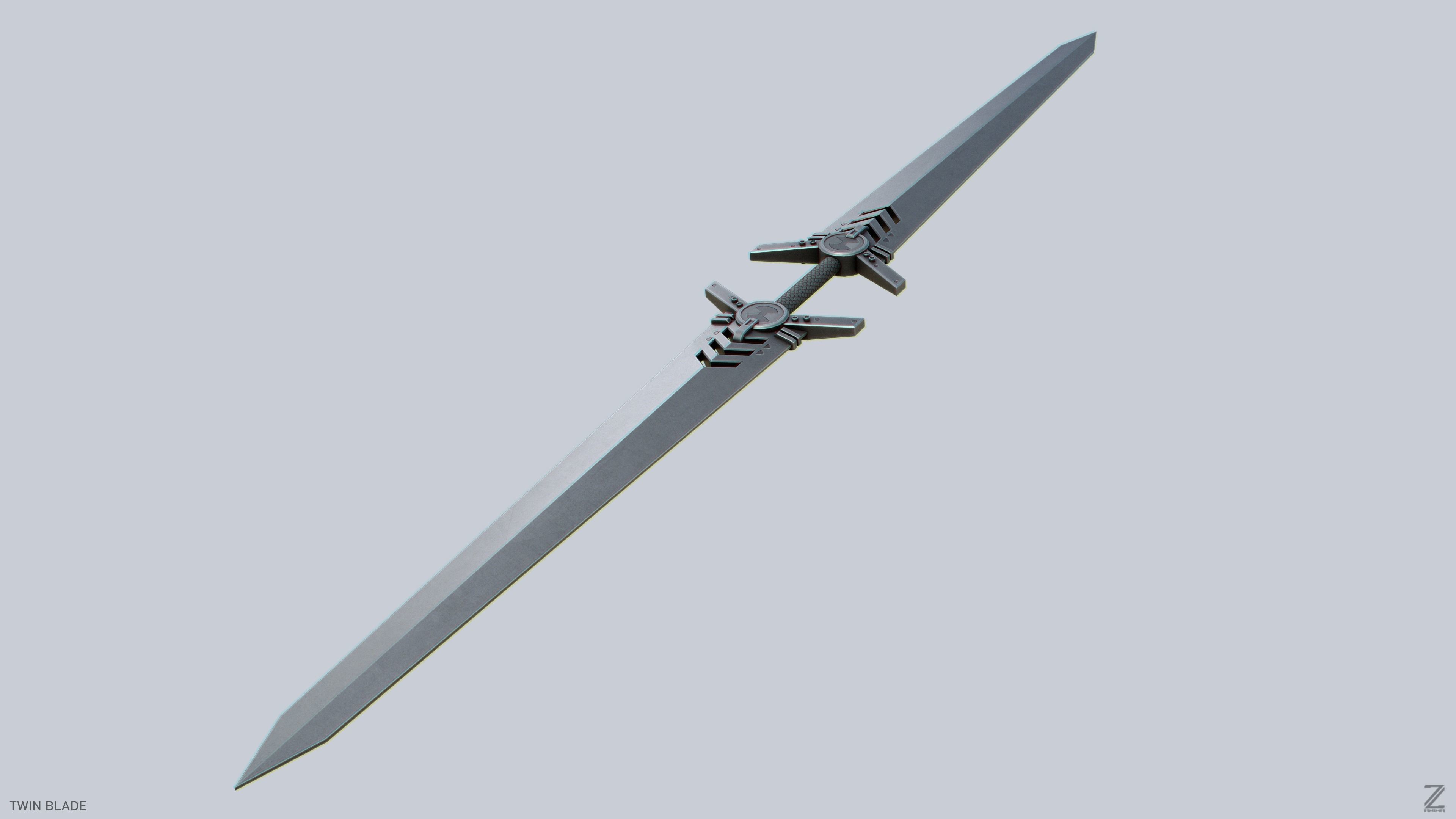 Twinblade Low-poly 3D model_6