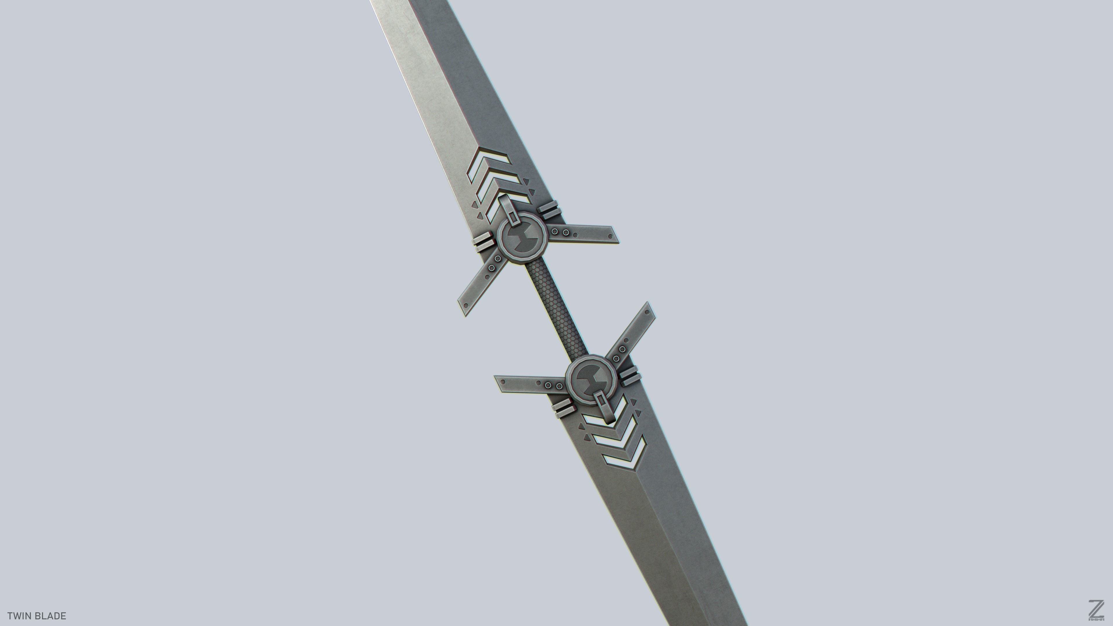 Twinblade Low-poly 3D model_1