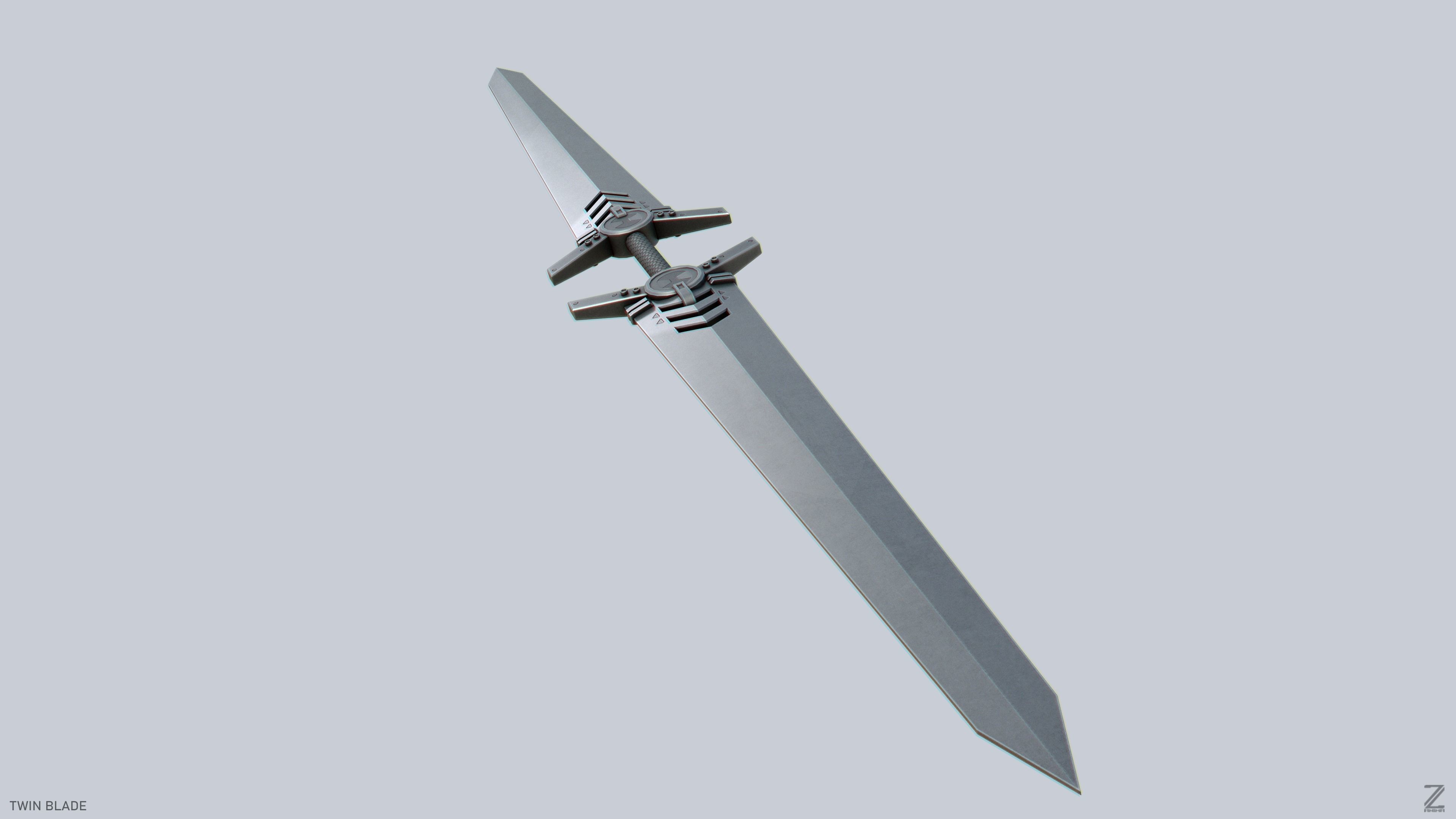 Twinblade Low-poly 3D model_5