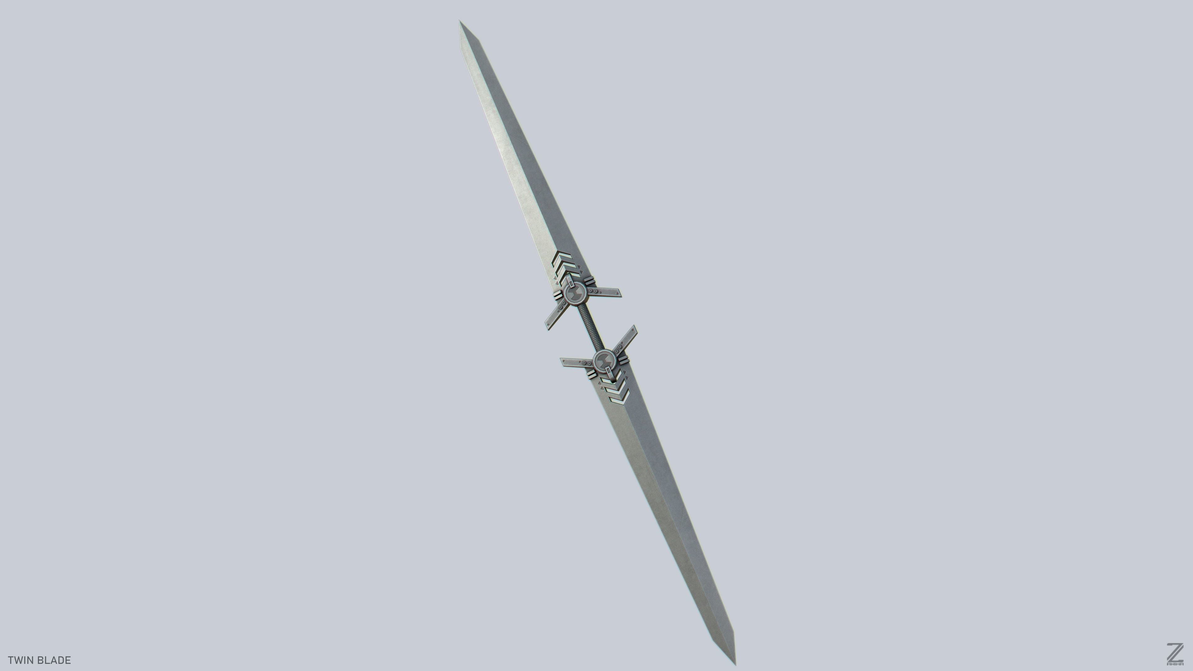 Twinblade Low-poly 3D model_7