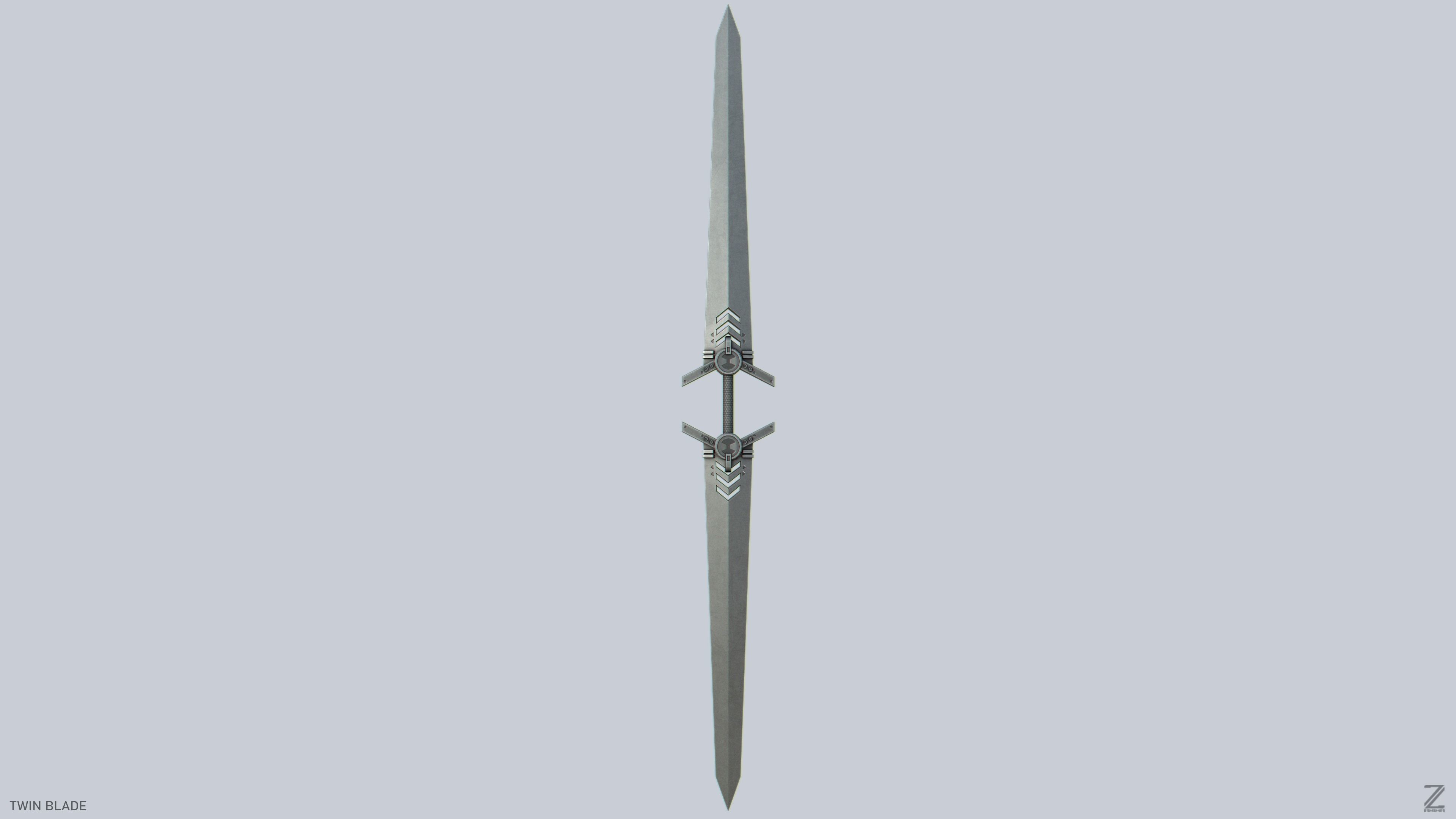 Twinblade Low-poly 3D model_4