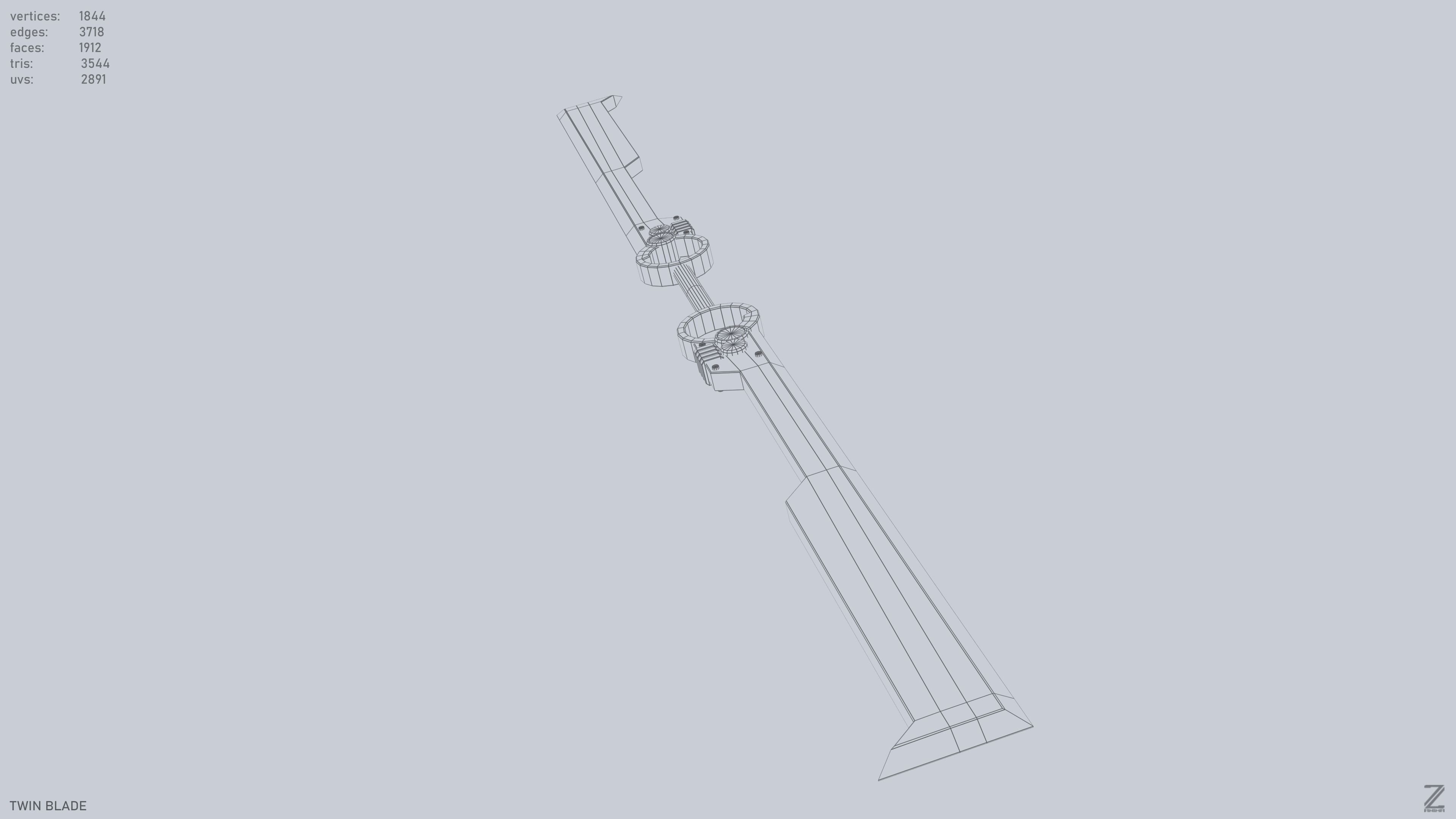 Twinblade Low-poly 3D model_12