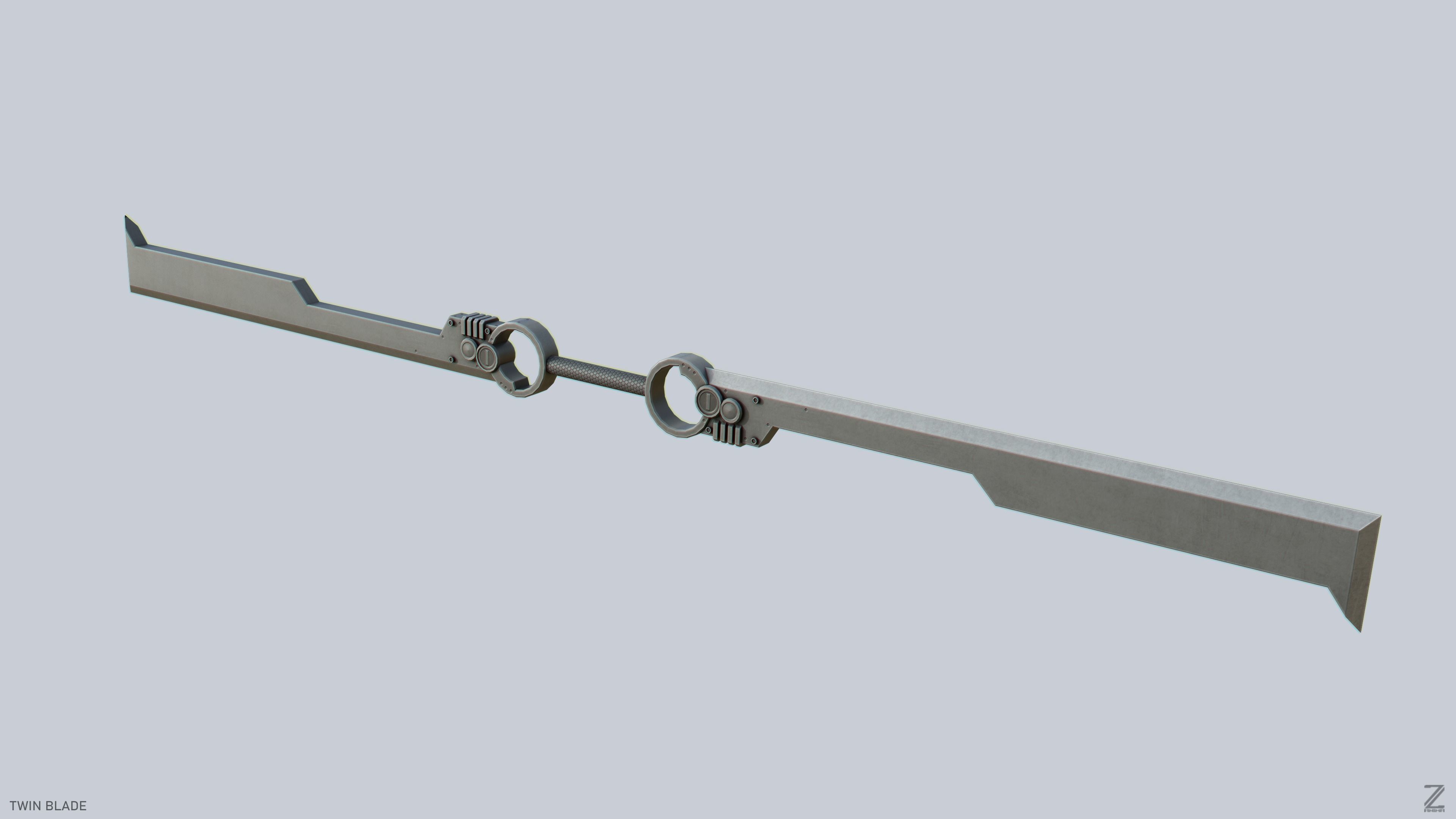 Twinblade Low-poly 3D model_8