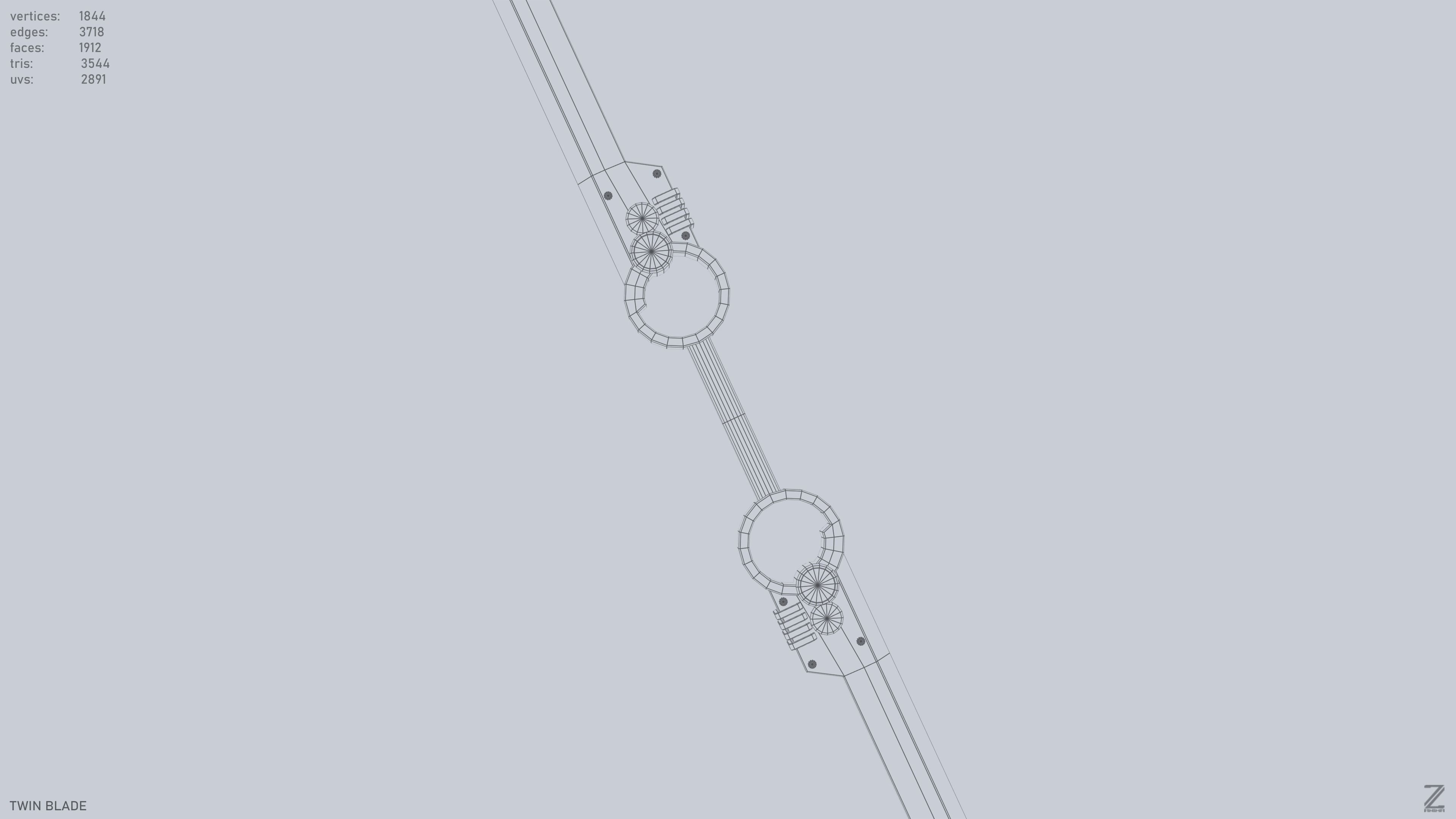 Twinblade Low-poly 3D model_10