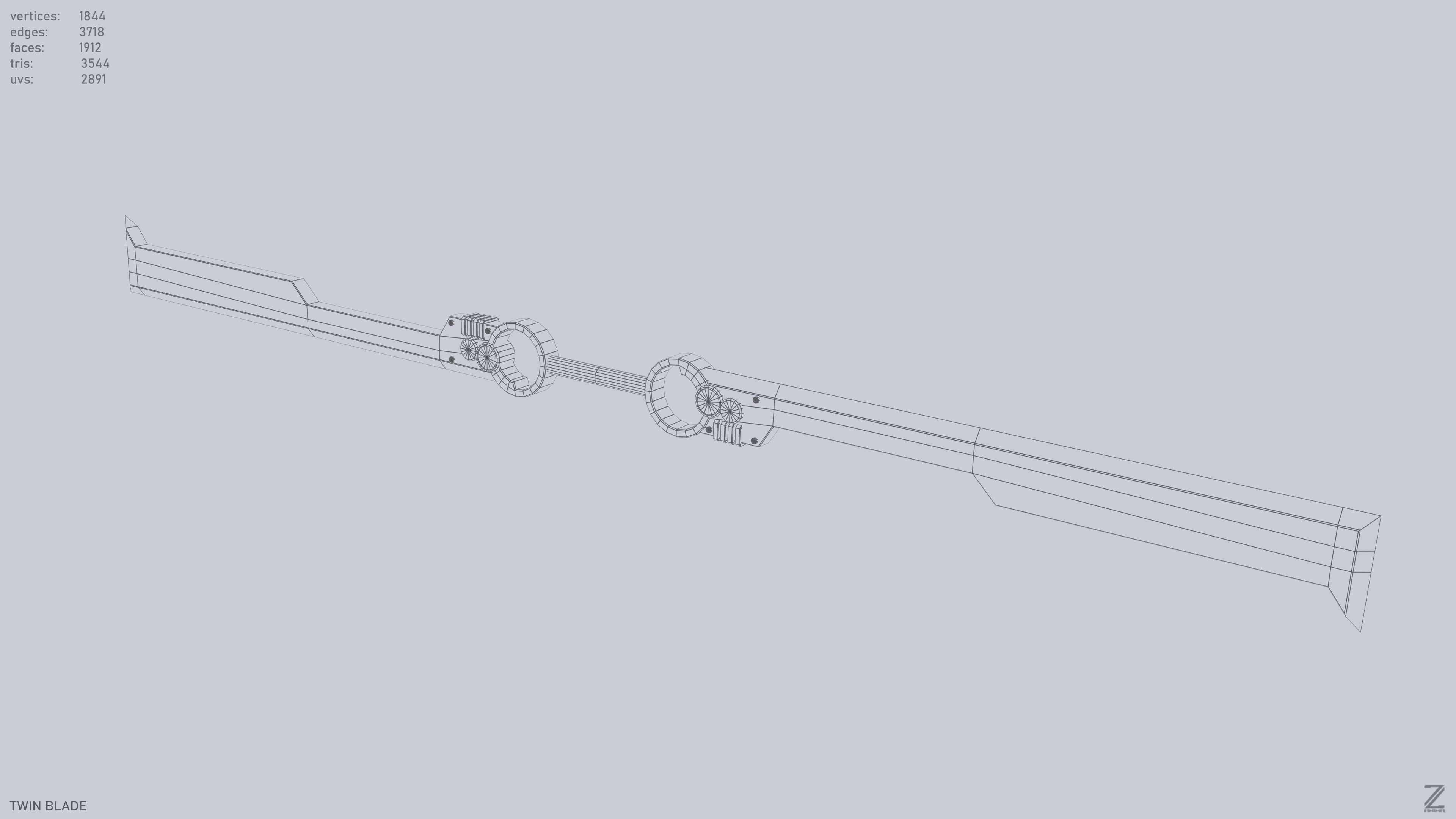 Twinblade Low-poly 3D model_14