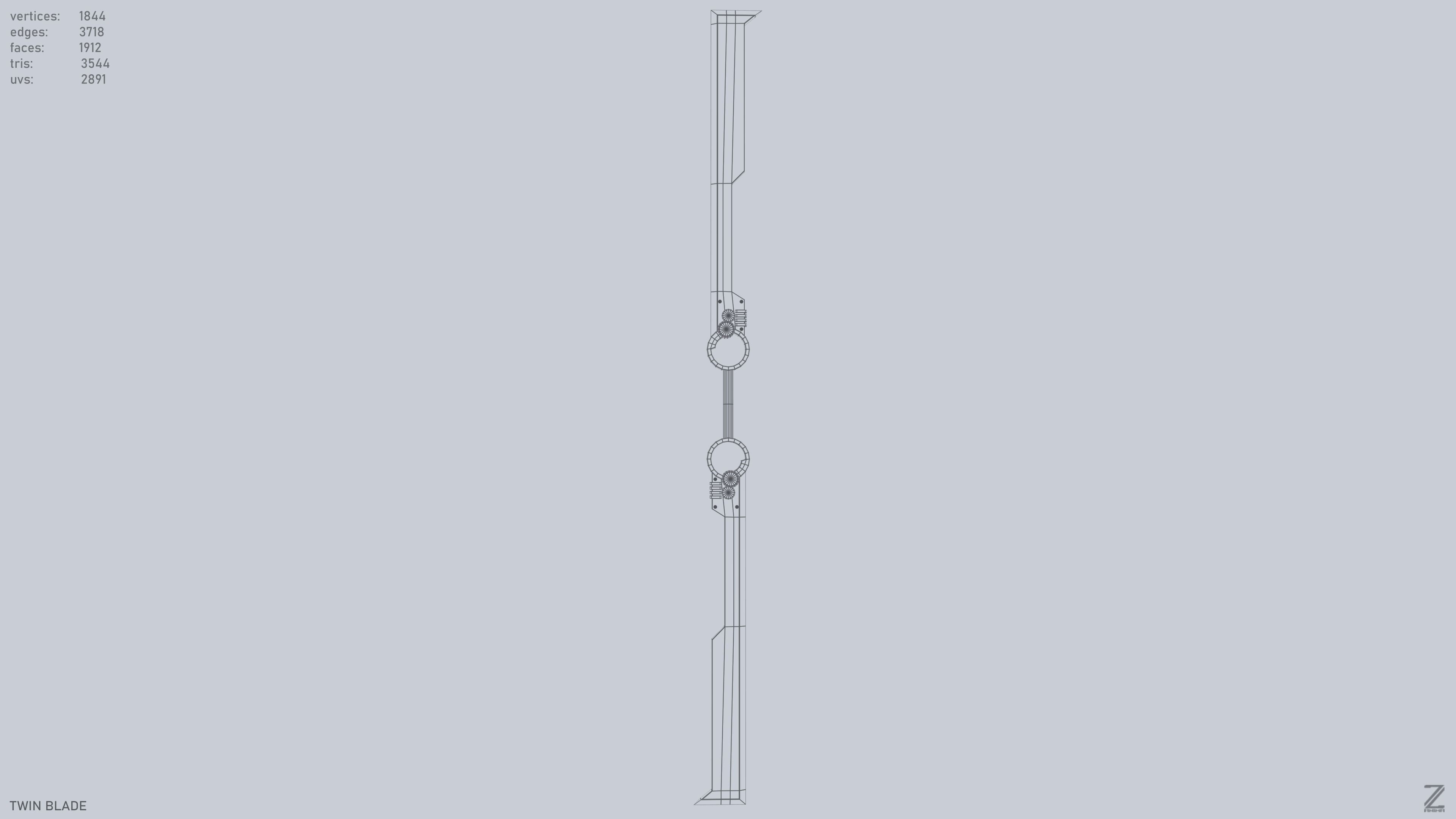 Twinblade Low-poly 3D model_3