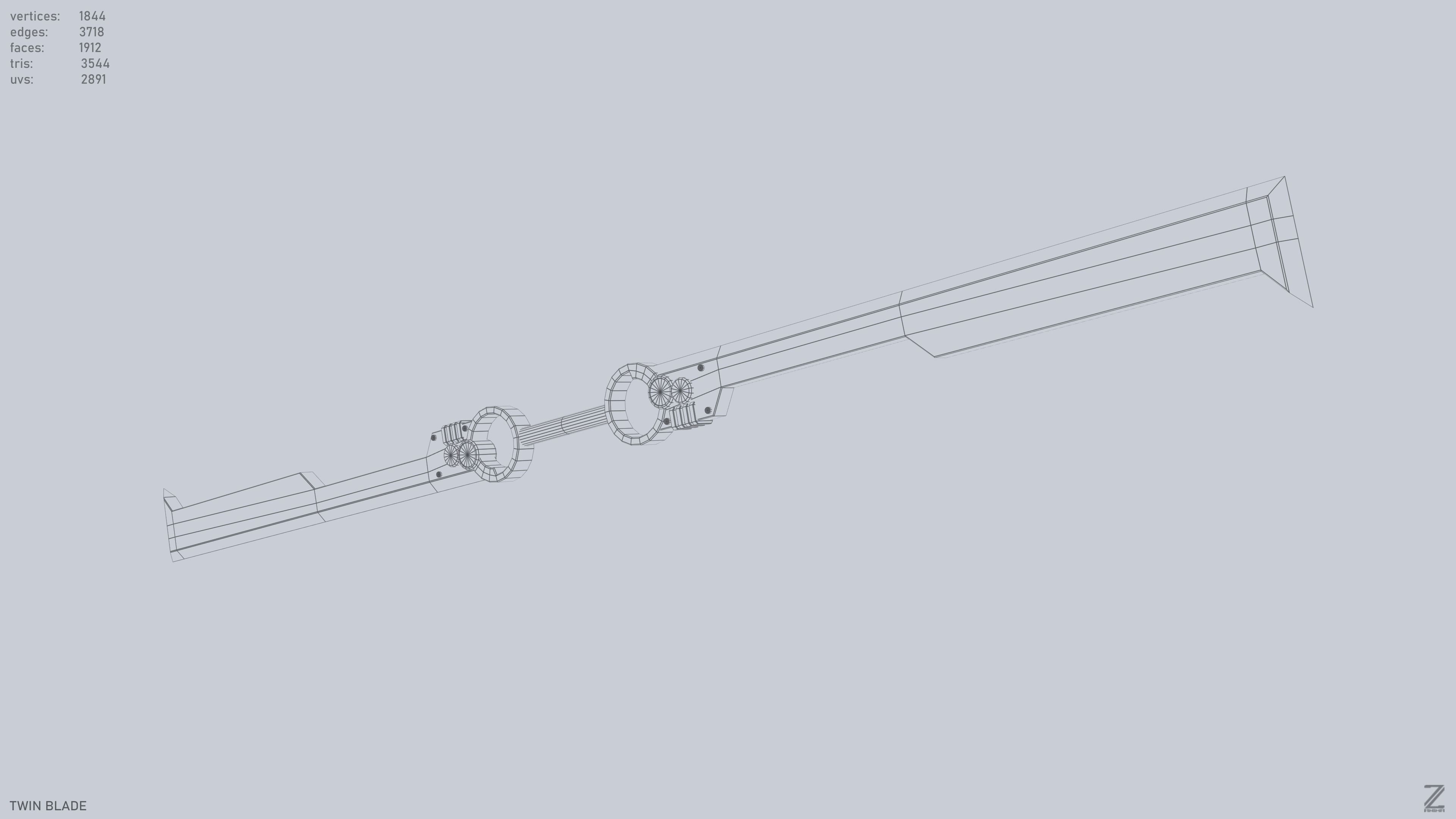 Twinblade Low-poly 3D model_13