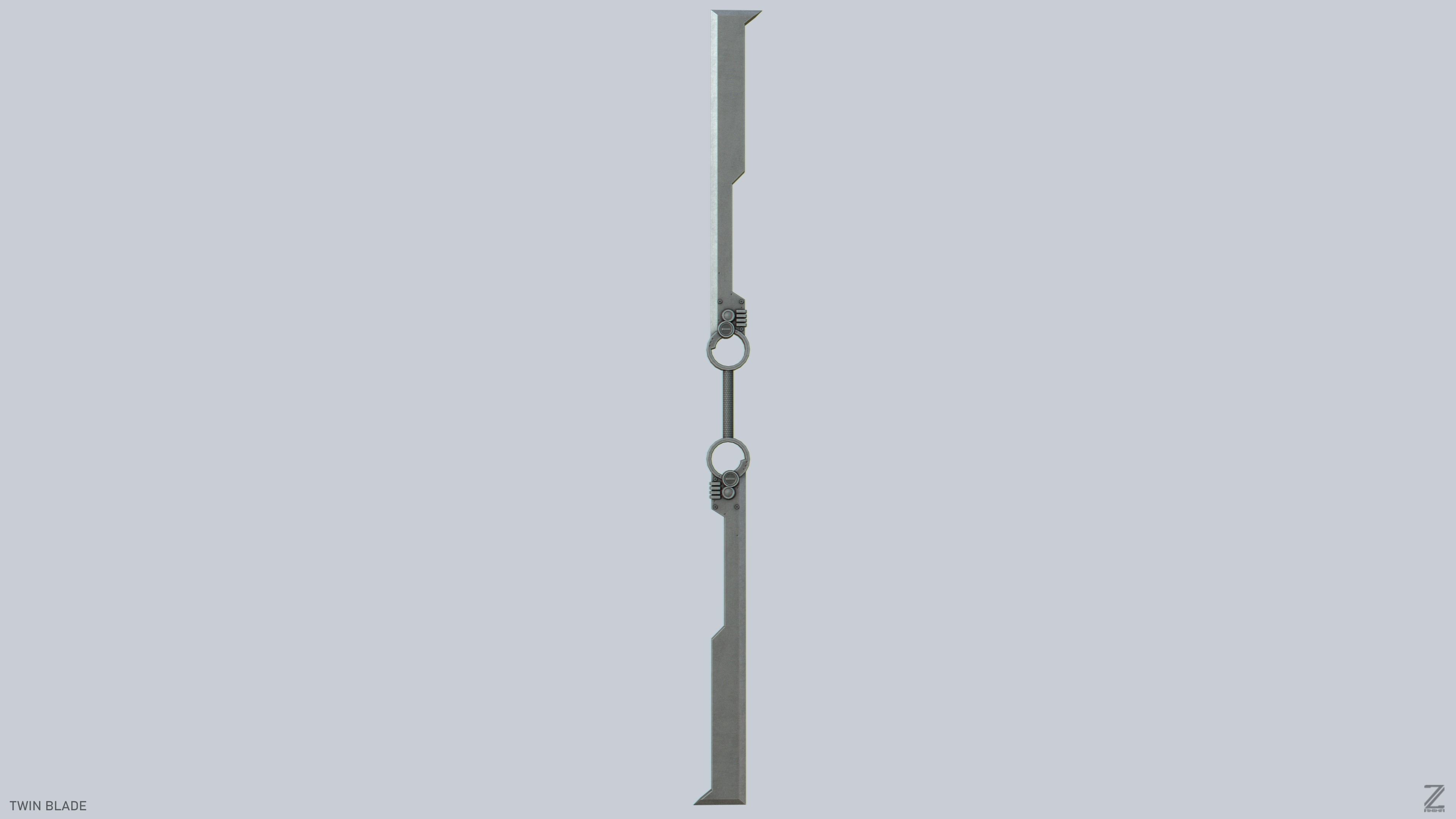 Twinblade Low-poly 3D model_4