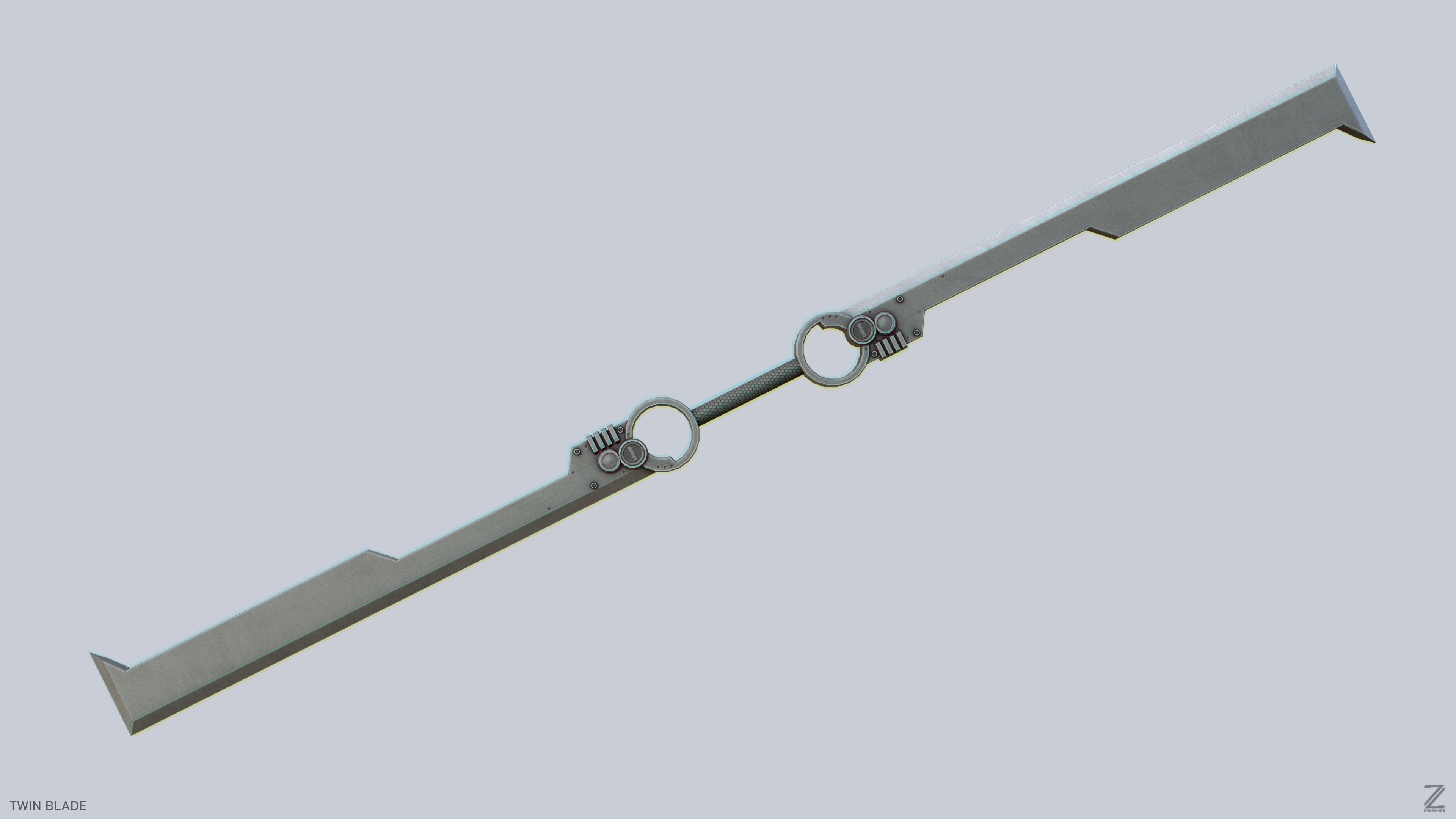 Twinblade Low-poly 3D model_5