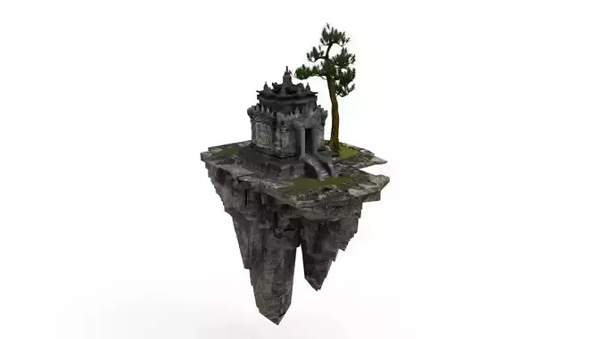 flying temple island 3D model