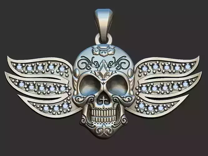Winged Skull with Brilhants 3D print model