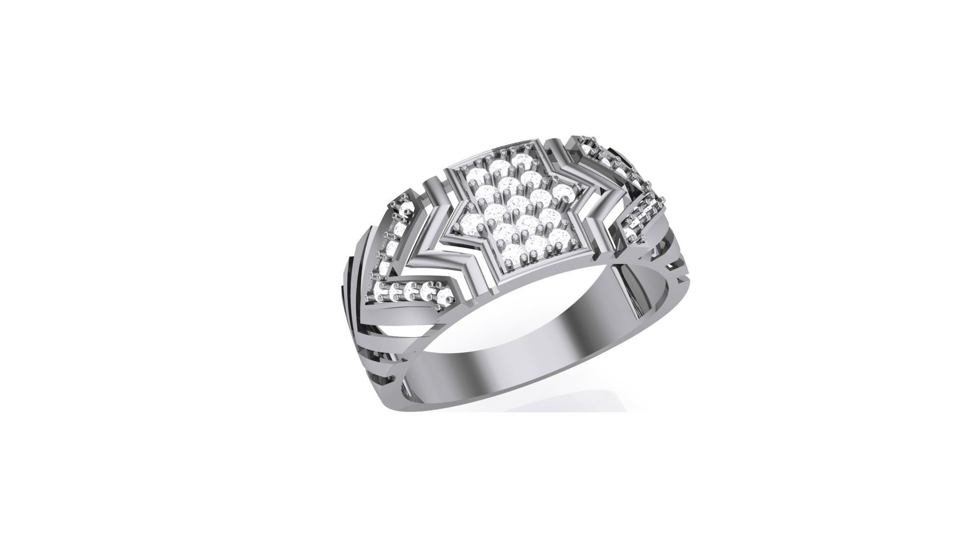 Mens Groom Gents Diamond Ring 3dm stl obj mtl 3mf glb 3D print model_1