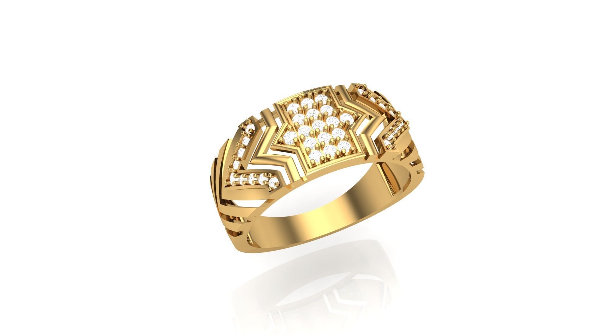 Mens Groom Gents Diamond Ring 3dm stl obj mtl 3mf glb 3D print model_2