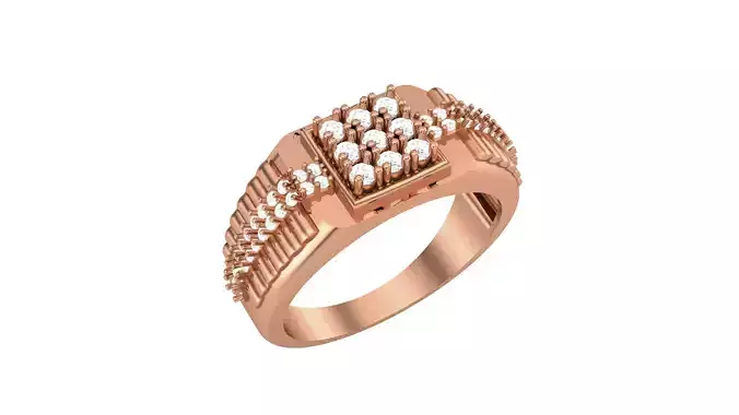 Mens Groom Gents Diamond Ring 3dm stl obj mtl 3mf glb