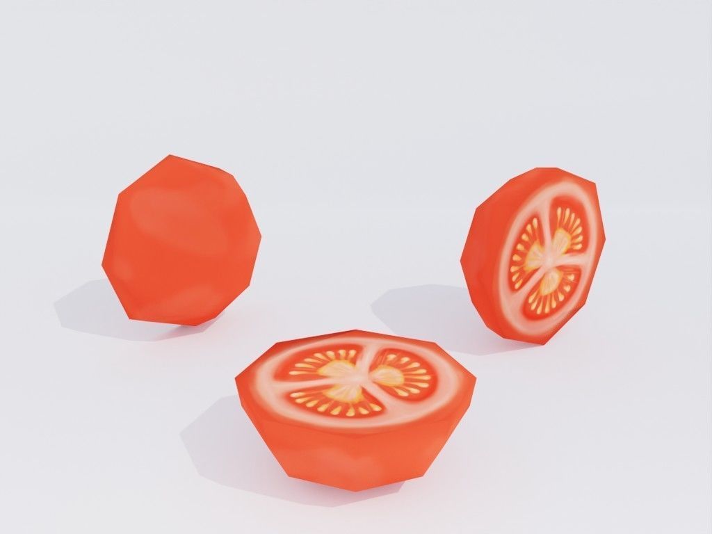 Low poly hand-painted tomatoes set Low-poly 3D model_22