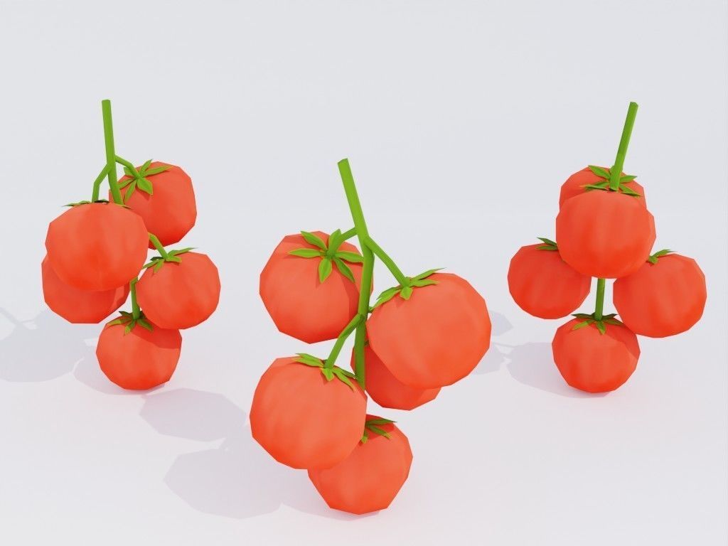 Low poly hand-painted tomatoes set Low-poly 3D model_17