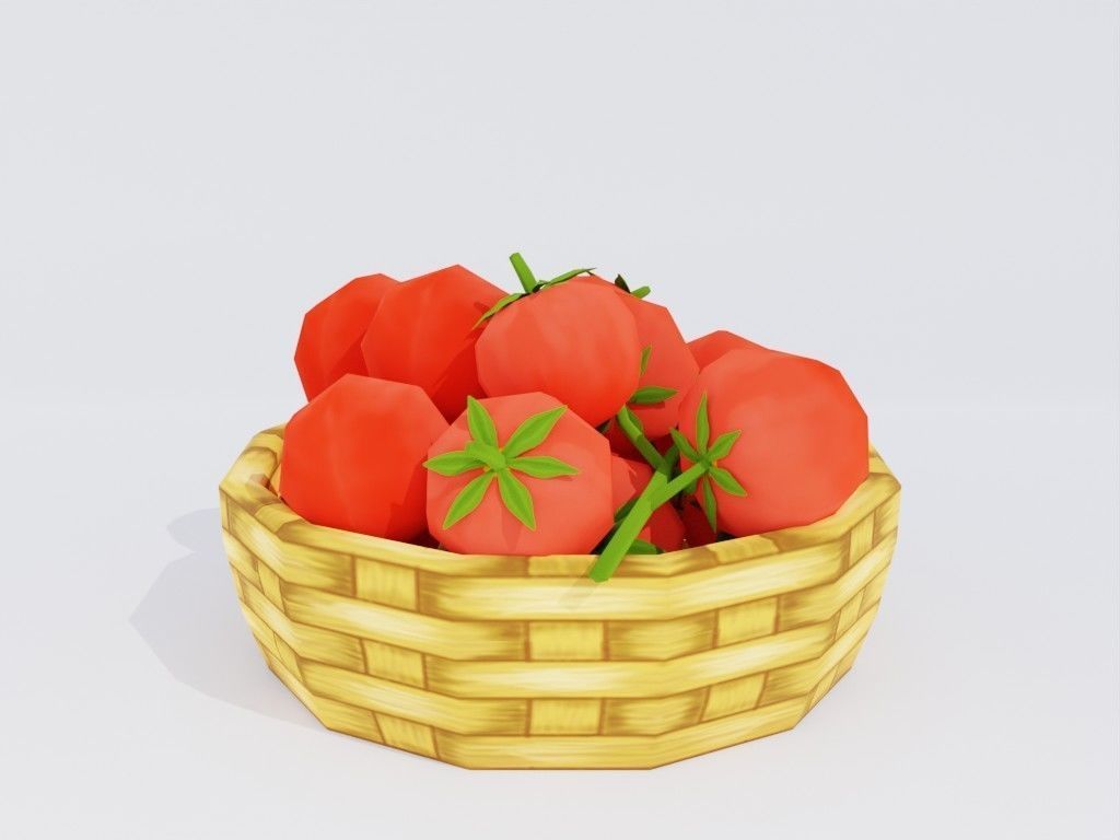 Low poly hand-painted tomatoes set Low-poly 3D model_4