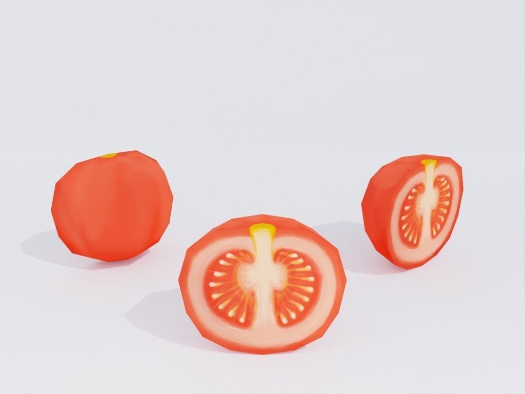 Low poly hand-painted tomatoes set Low-poly 3D model_20