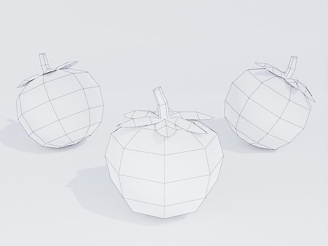 Low poly hand-painted tomatoes set Low-poly 3D model 4