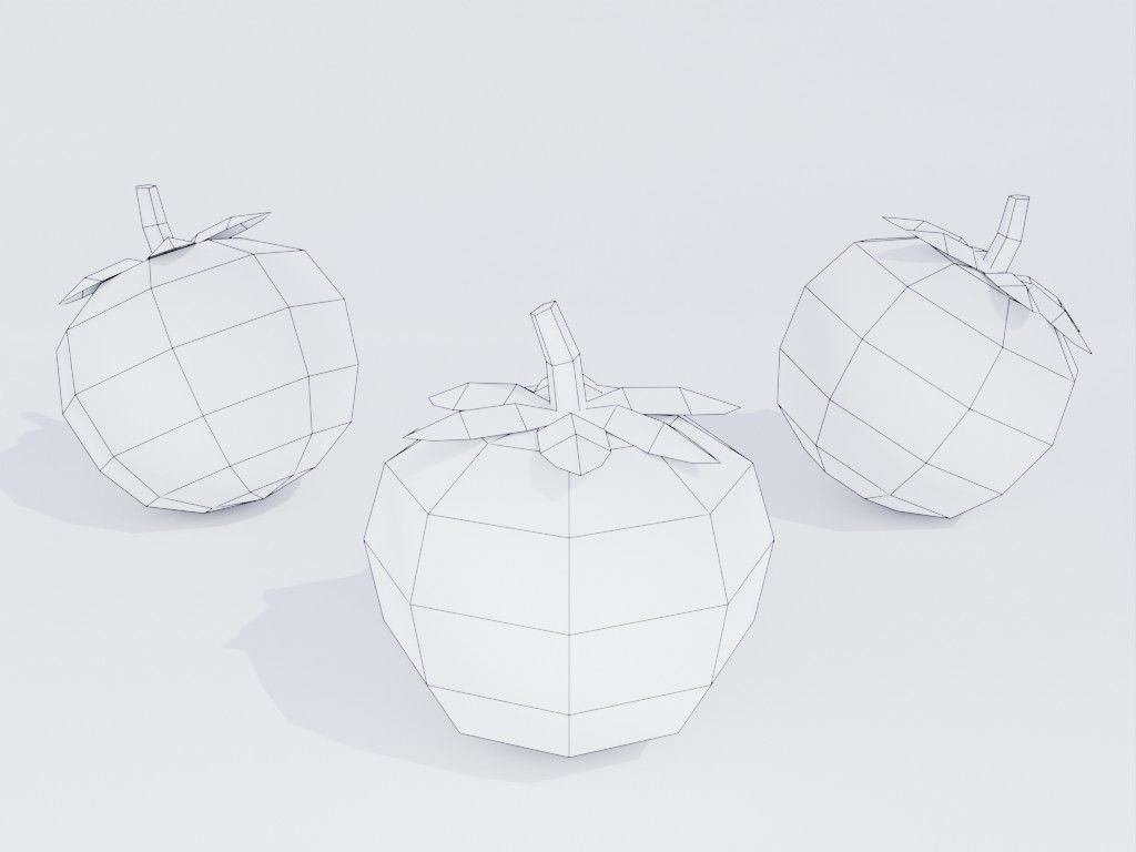 Low poly hand-painted tomatoes set Low-poly 3D model_3