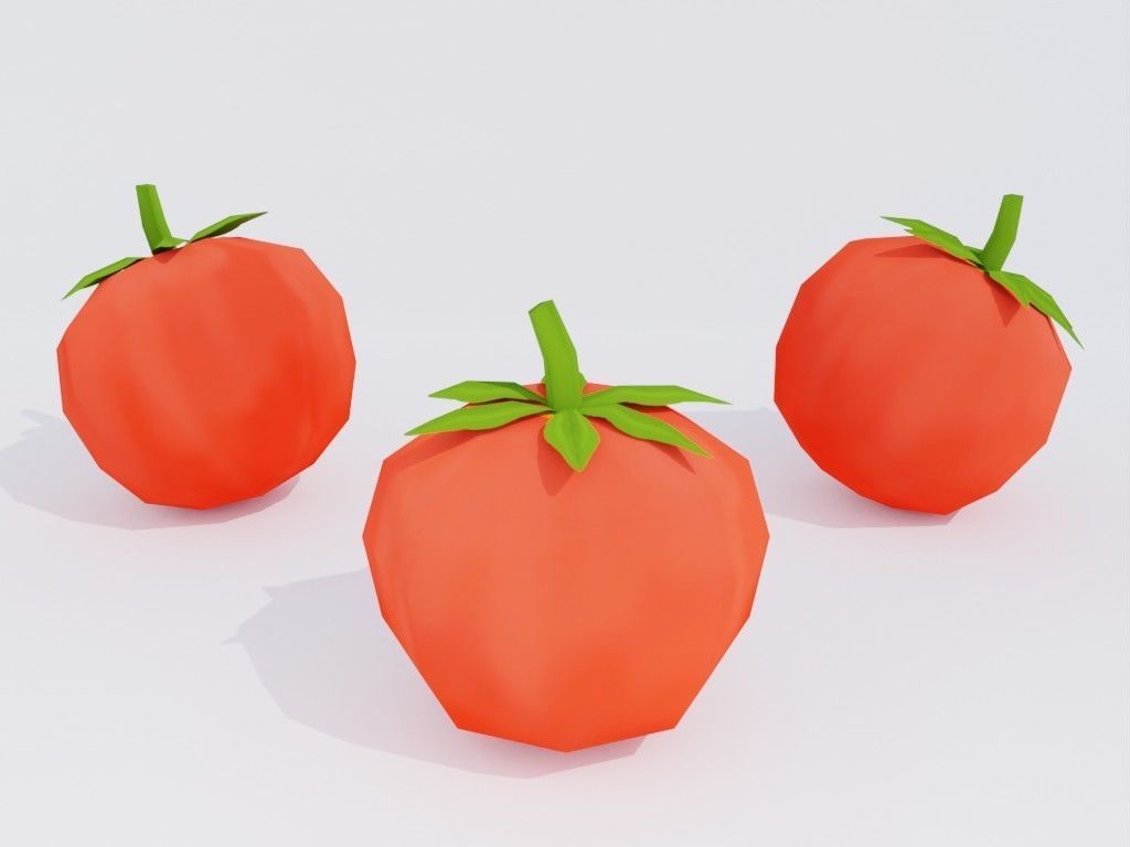 Low poly hand-painted tomatoes set Low-poly 3D model_2